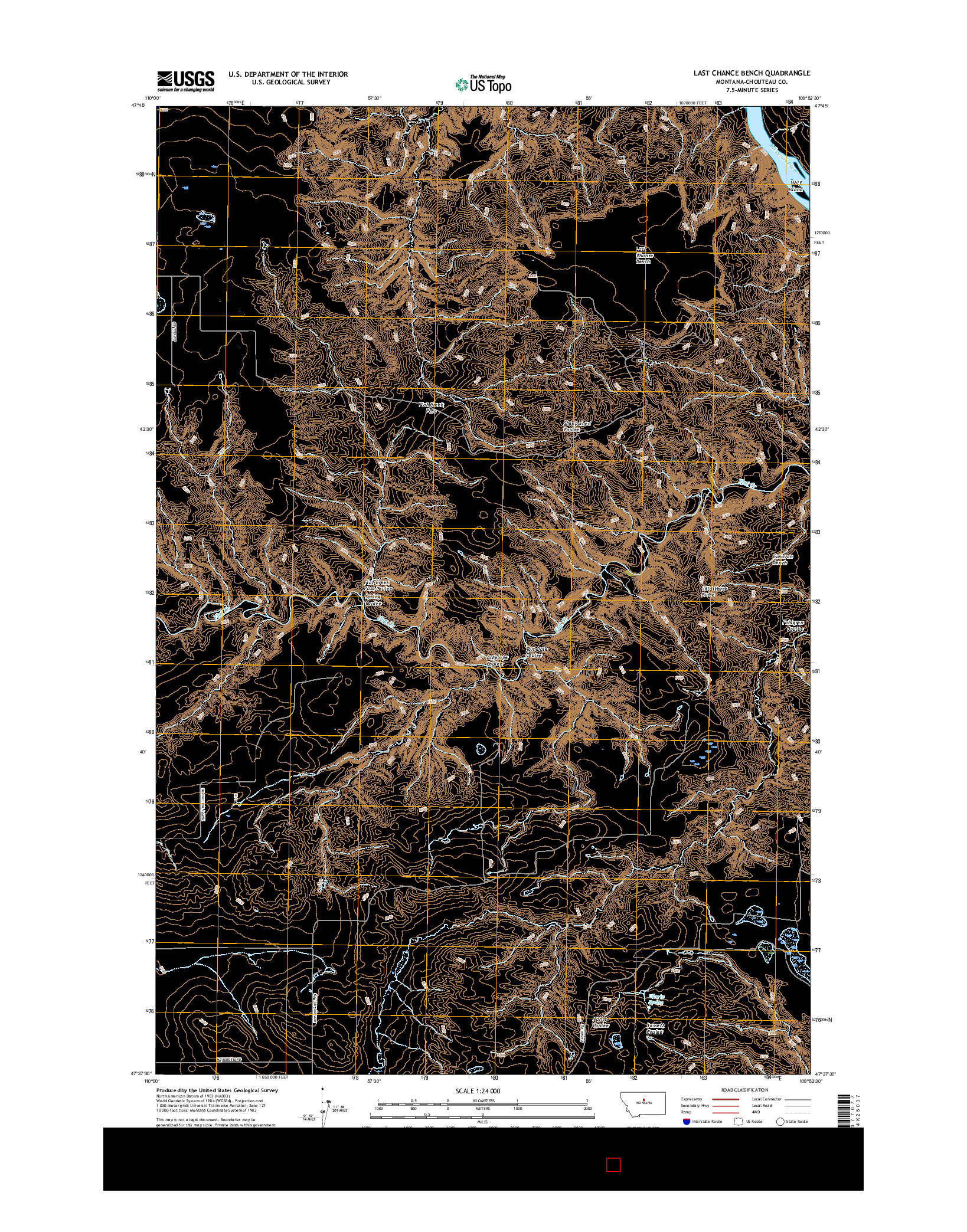 USGS US TOPO 7.5-MINUTE MAP FOR LAST CHANCE BENCH, MT 2017