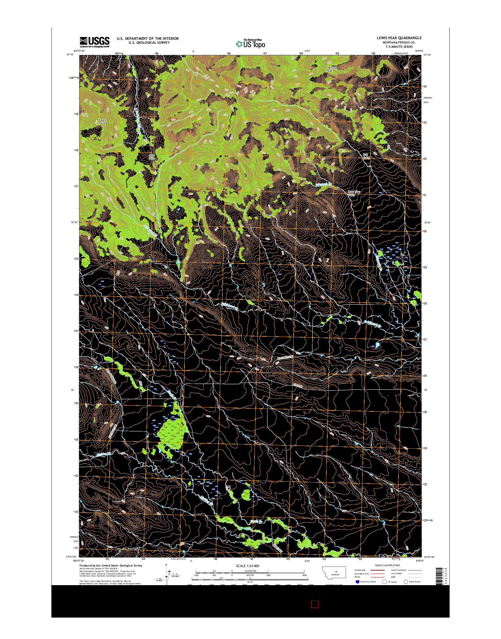 USGS US TOPO 7.5-MINUTE MAP FOR LEWIS PEAK, MT 2017