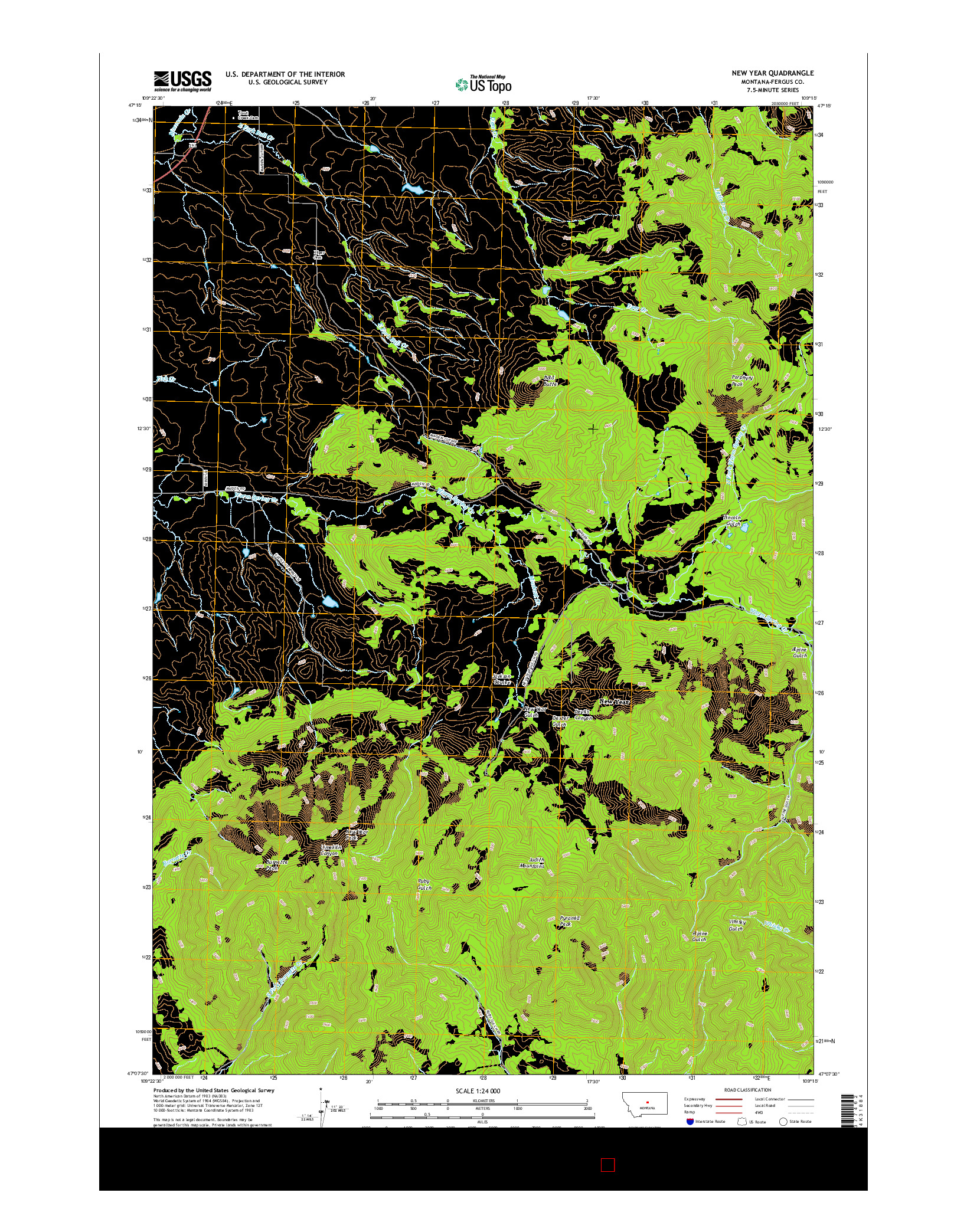 USGS US TOPO 7.5-MINUTE MAP FOR NEW YEAR, MT 2017