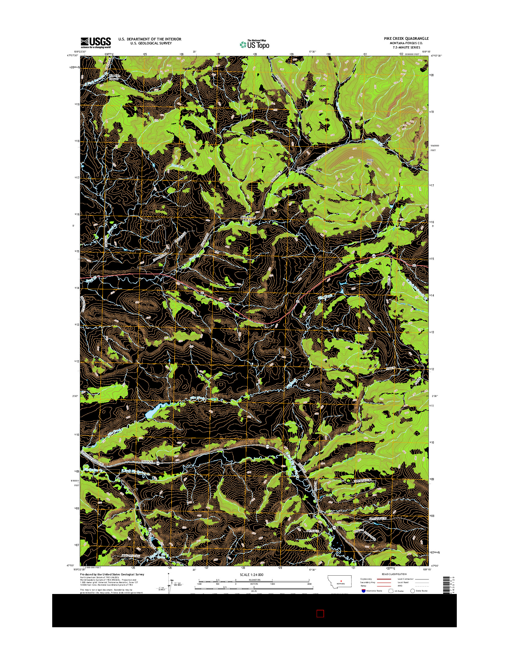 USGS US TOPO 7.5-MINUTE MAP FOR PIKE CREEK, MT 2017