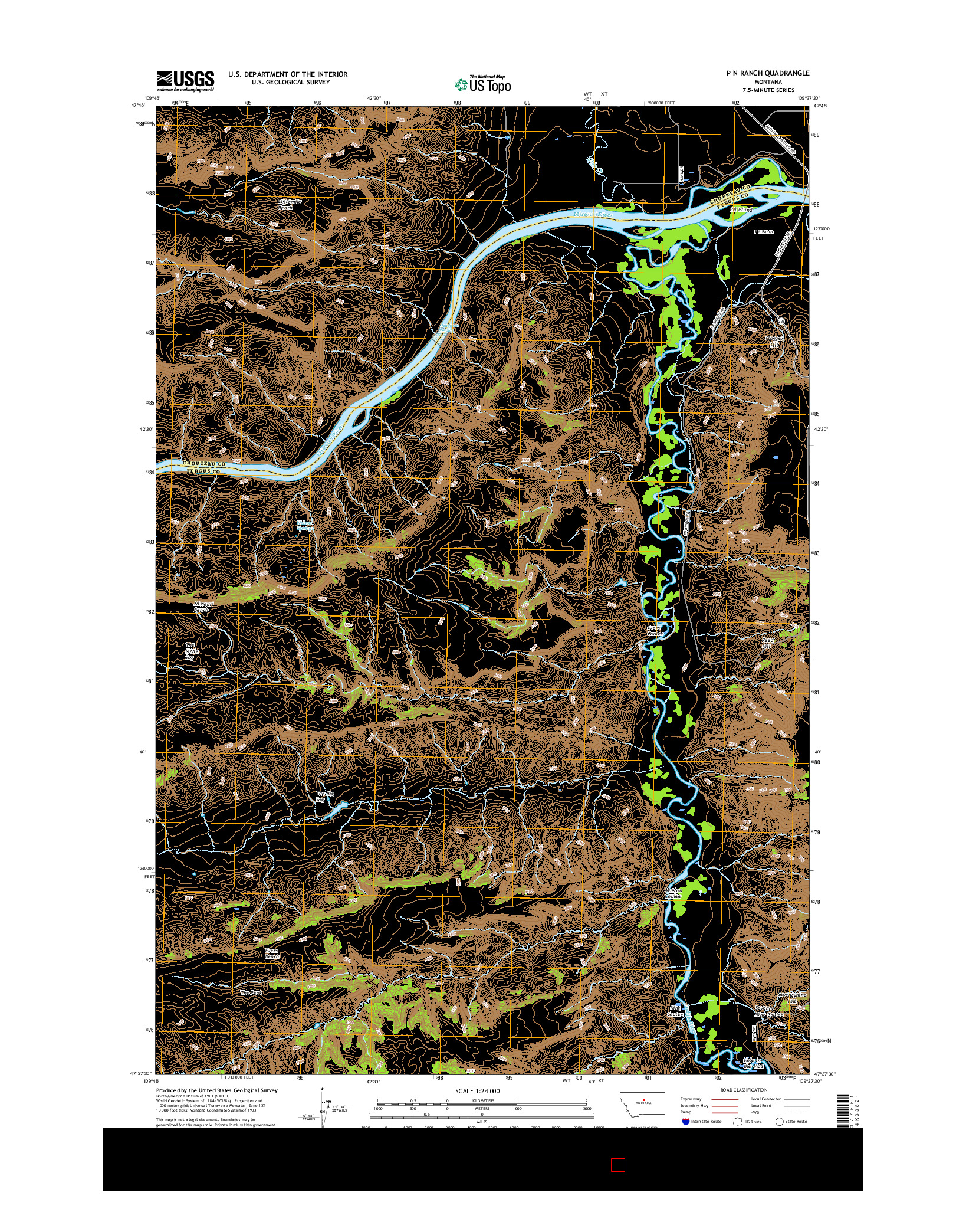 USGS US TOPO 7.5-MINUTE MAP FOR P N RANCH, MT 2017