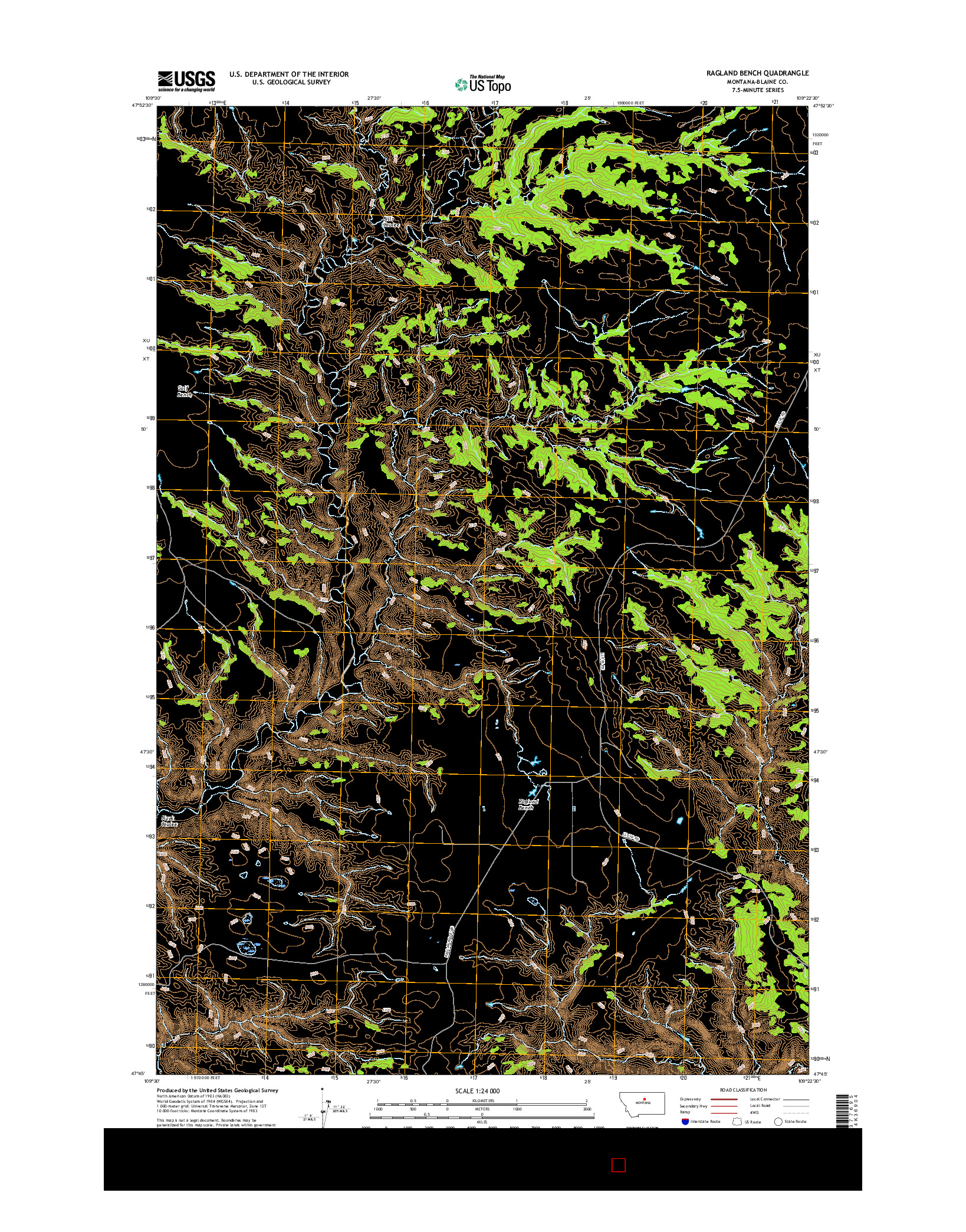 USGS US TOPO 7.5-MINUTE MAP FOR RAGLAND BENCH, MT 2017