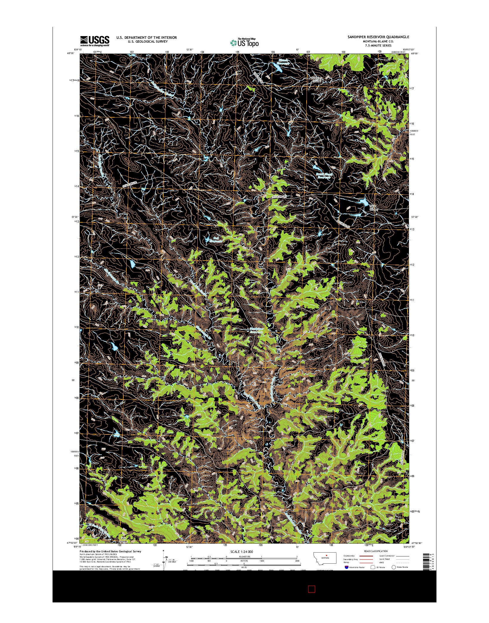 USGS US TOPO 7.5-MINUTE MAP FOR SANDPIPER RESERVOIR, MT 2017