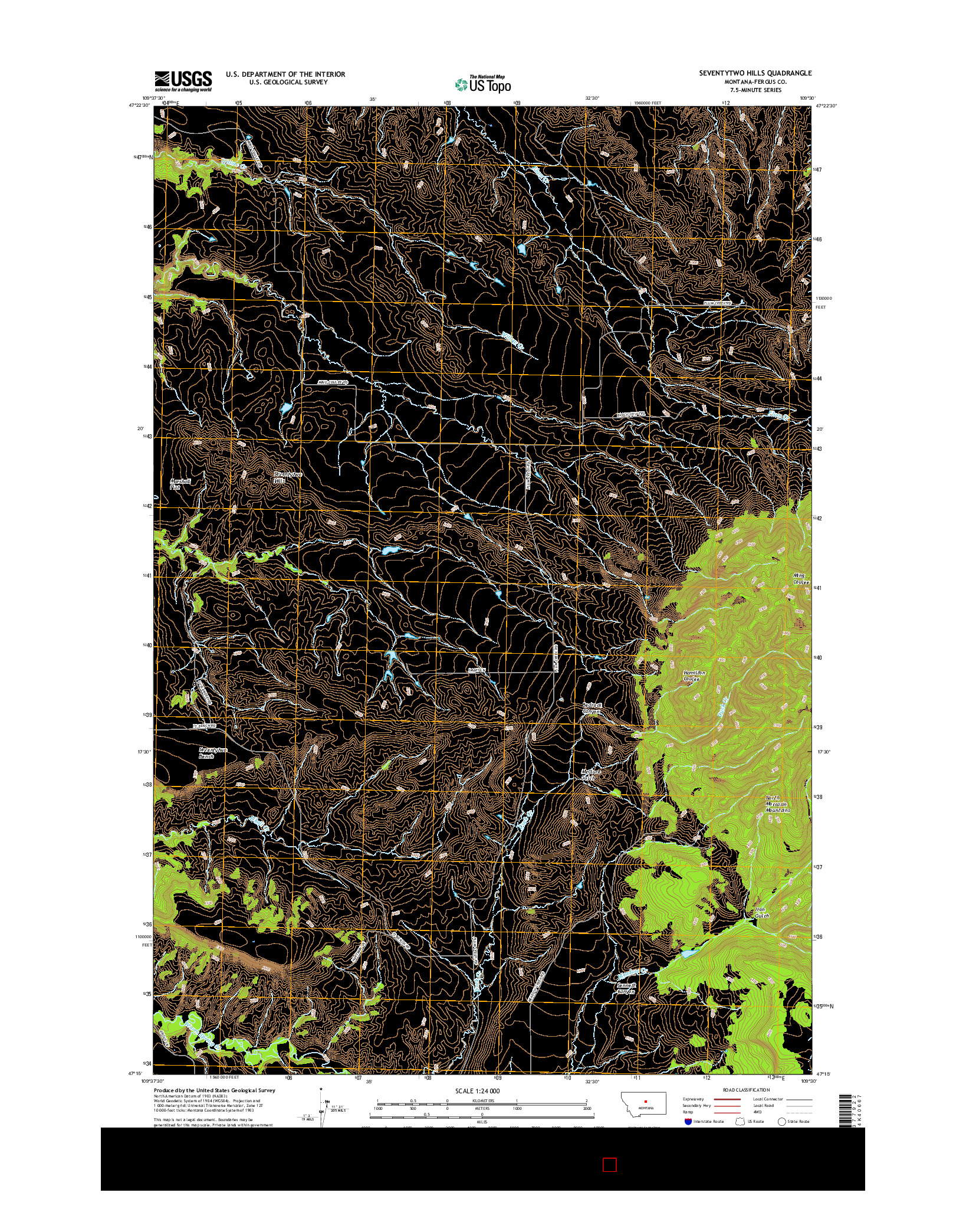 USGS US TOPO 7.5-MINUTE MAP FOR SEVENTYTWO HILLS, MT 2017