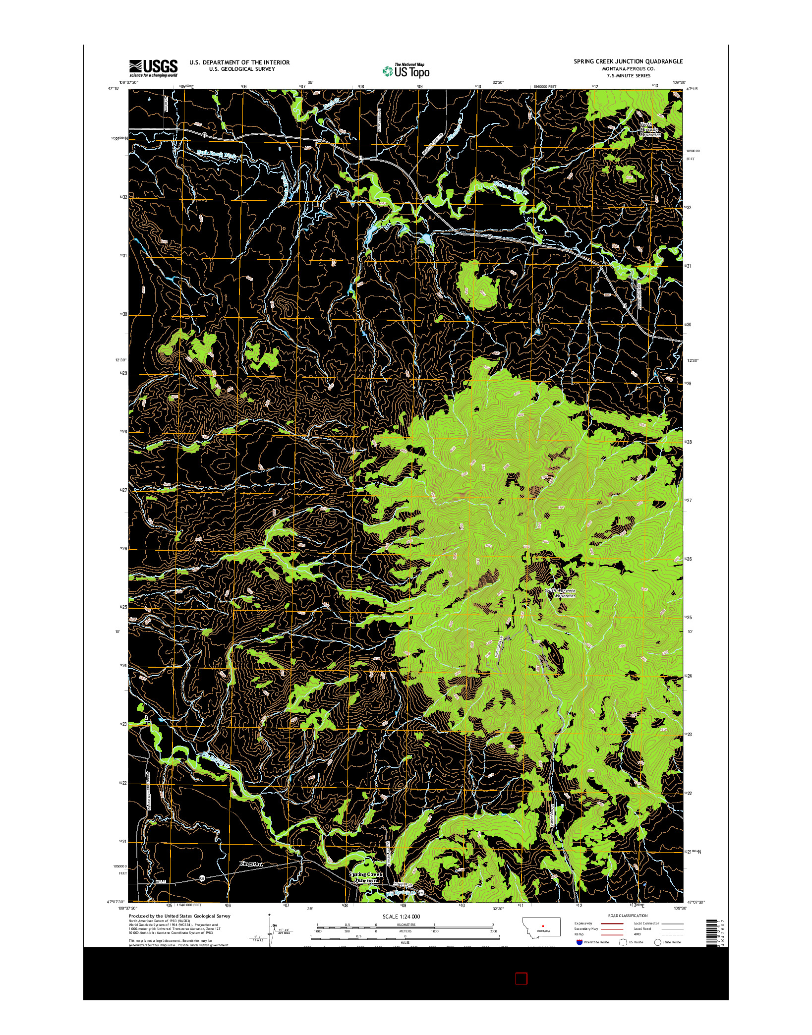 USGS US TOPO 7.5-MINUTE MAP FOR SPRING CREEK JUNCTION, MT 2017