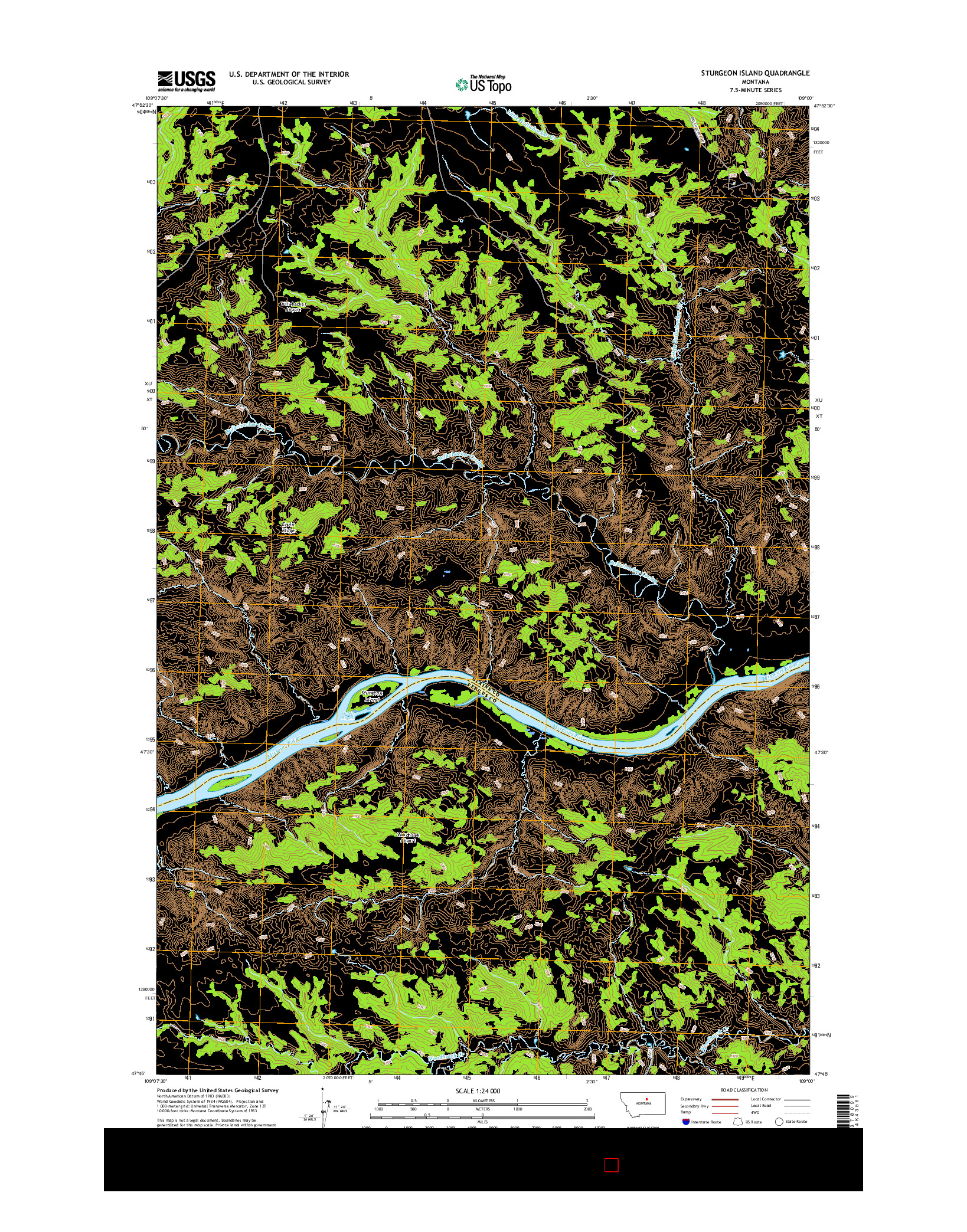 USGS US TOPO 7.5-MINUTE MAP FOR STURGEON ISLAND, MT 2017