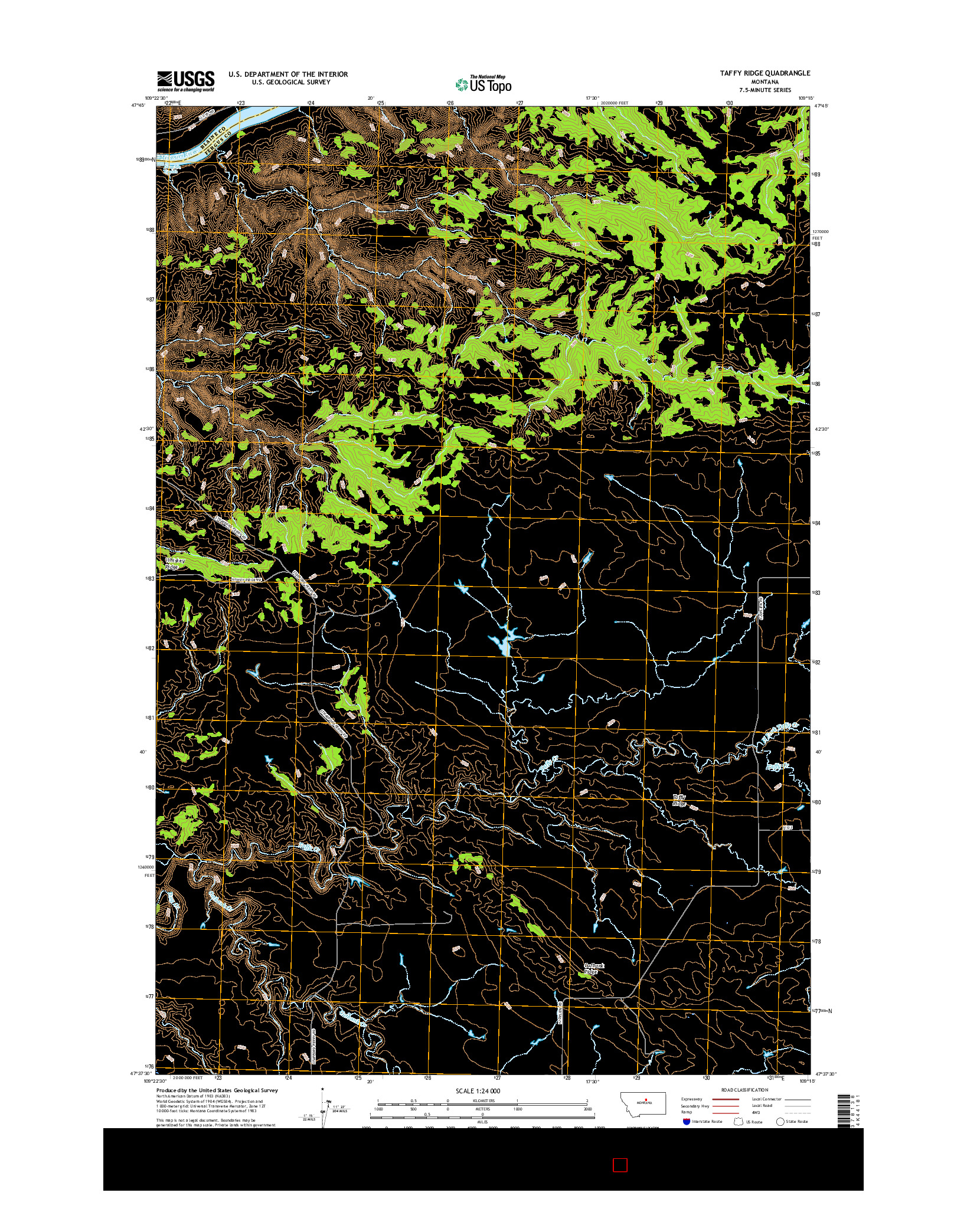 USGS US TOPO 7.5-MINUTE MAP FOR TAFFY RIDGE, MT 2017