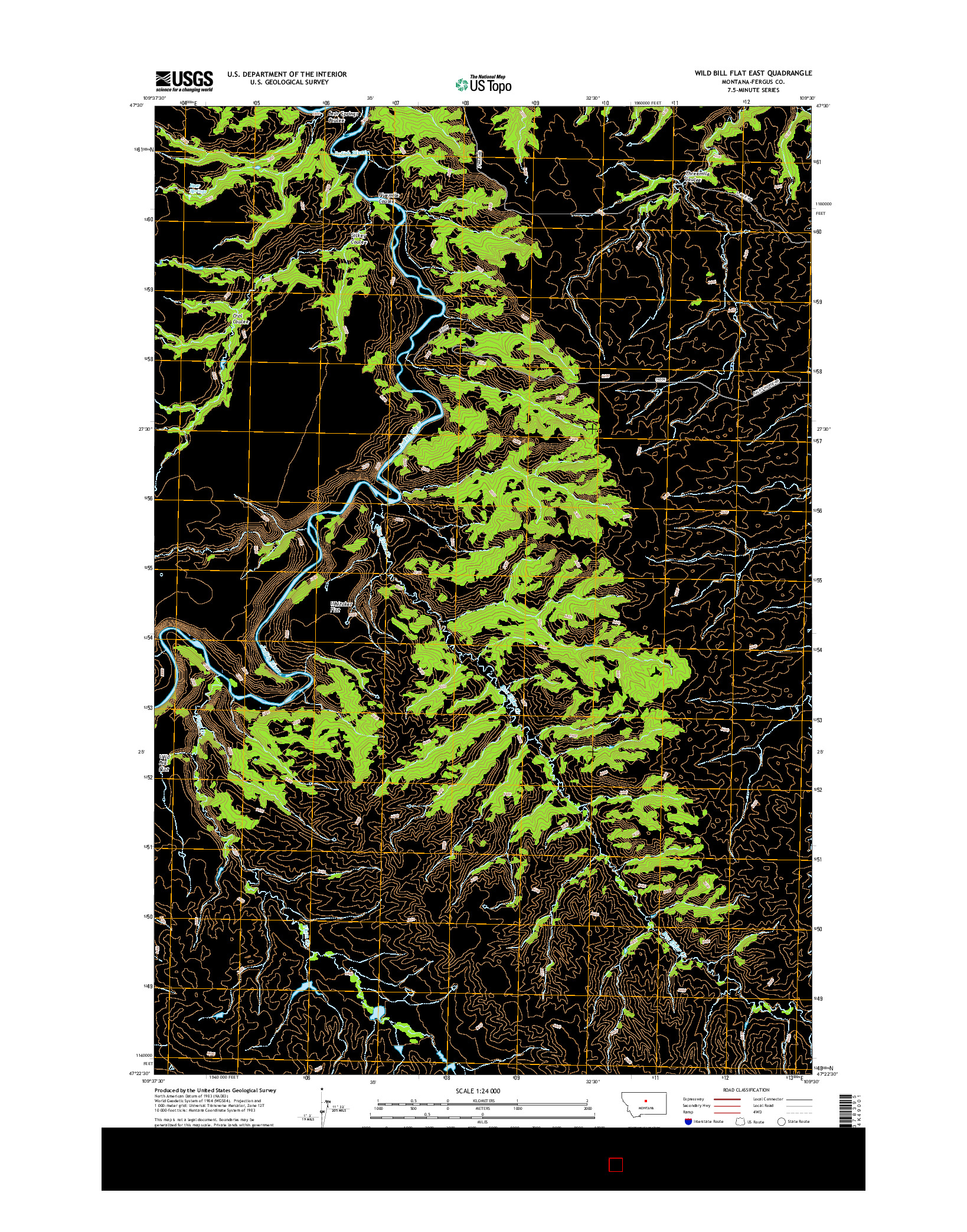 USGS US TOPO 7.5-MINUTE MAP FOR WILD BILL FLAT EAST, MT 2017