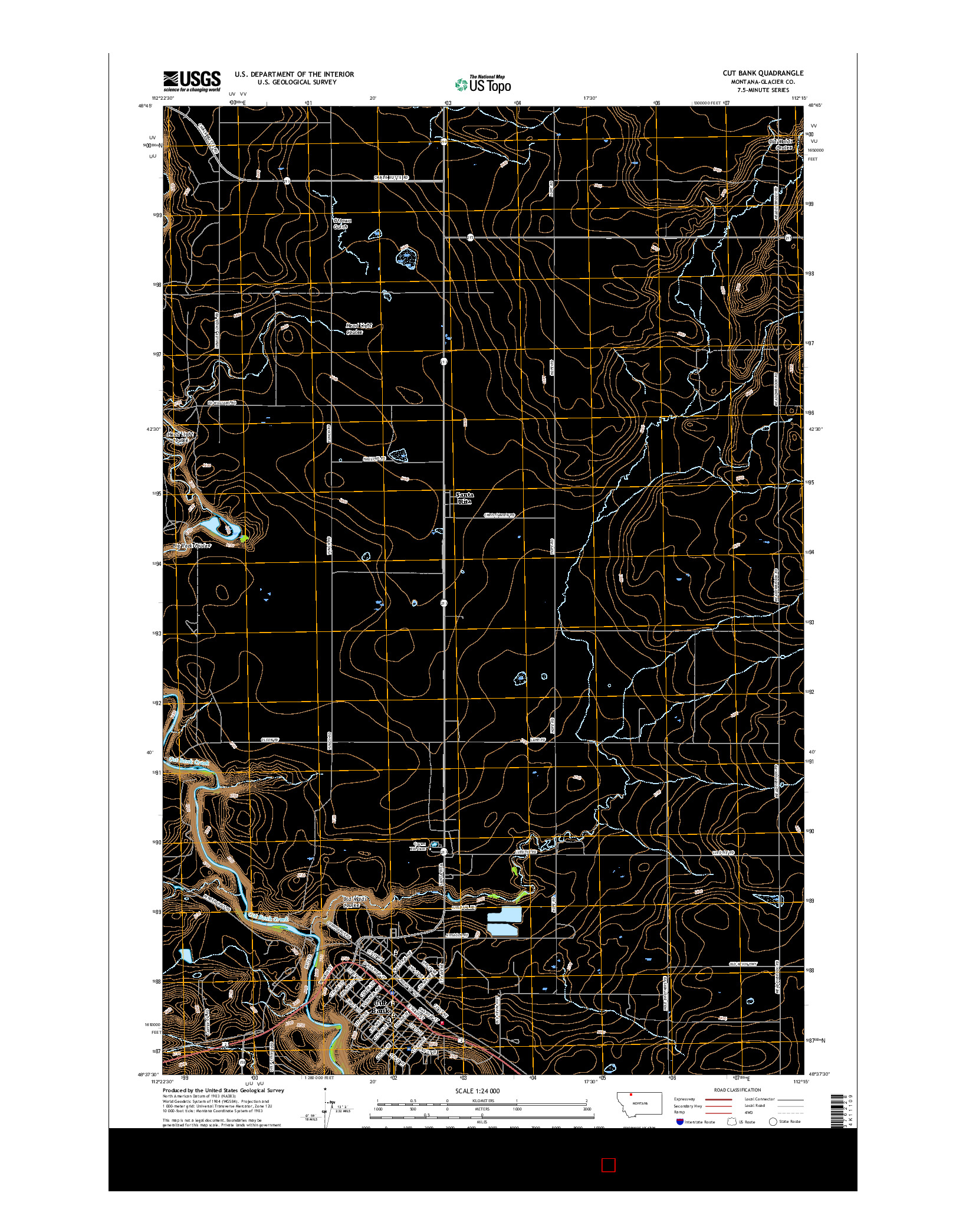 USGS US TOPO 7.5-MINUTE MAP FOR CUT BANK, MT 2017