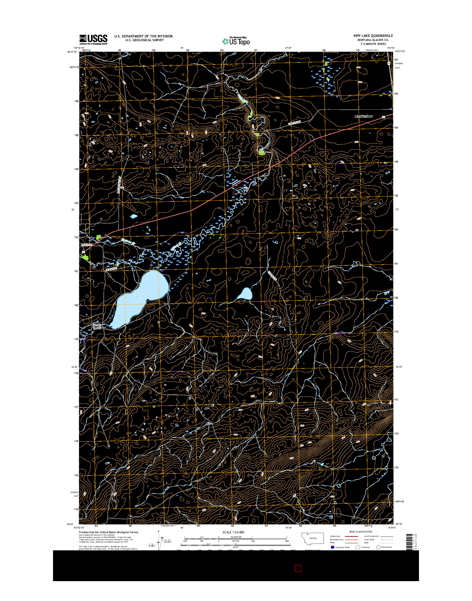 USGS US TOPO 7.5-MINUTE MAP FOR KIPP LAKE, MT 2017