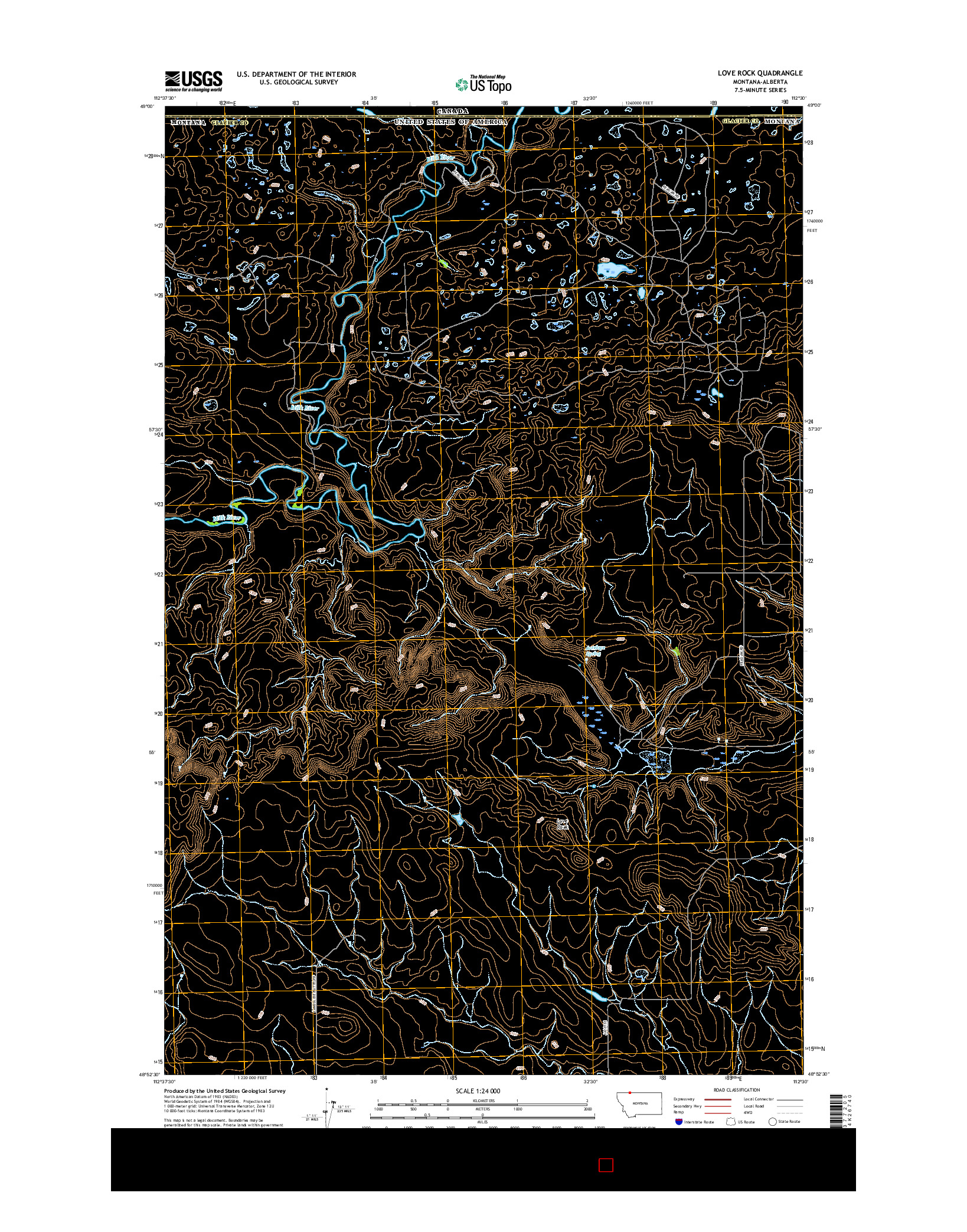 USGS US TOPO 7.5-MINUTE MAP FOR LOVE ROCK, MT-AB 2017