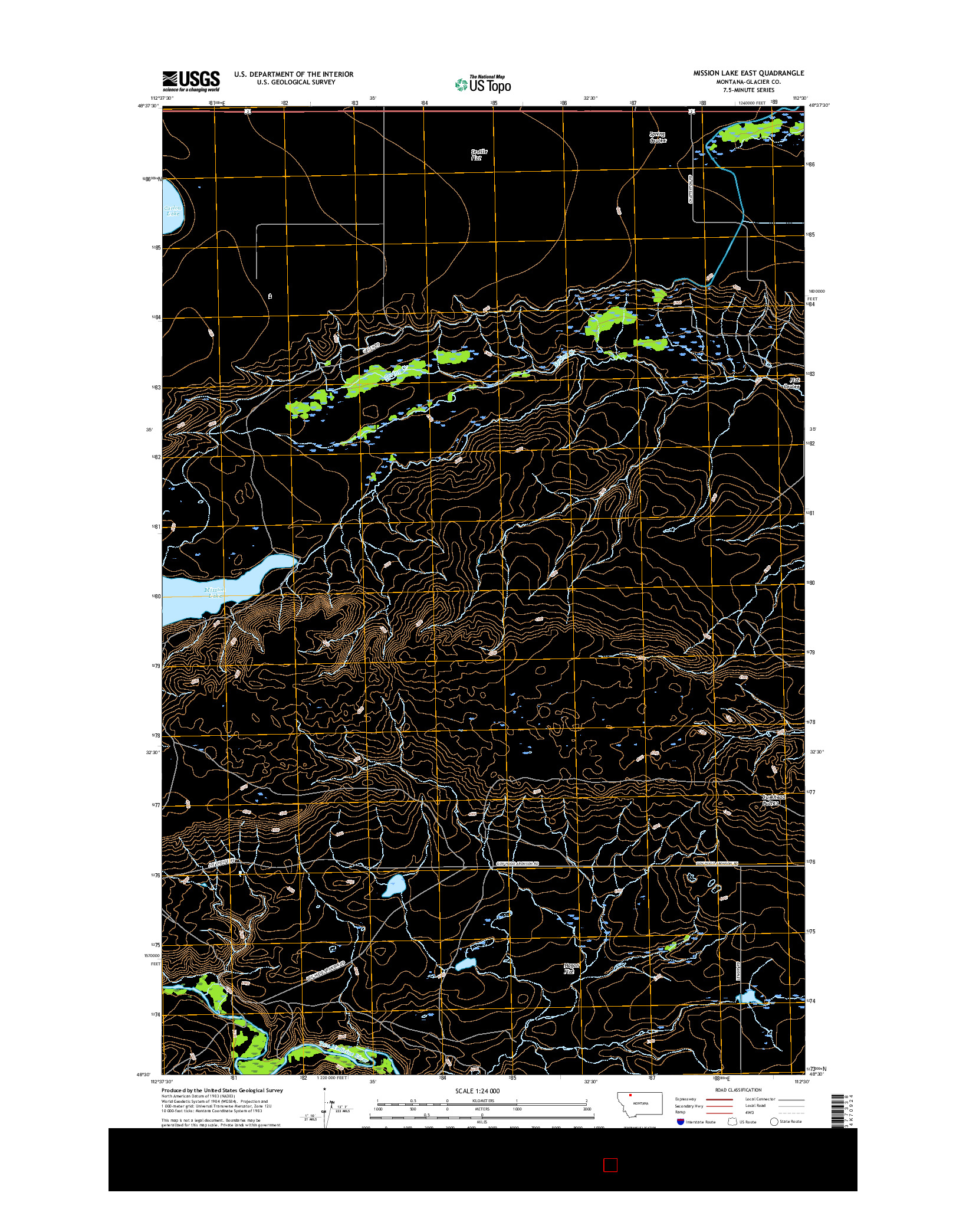 USGS US TOPO 7.5-MINUTE MAP FOR MISSION LAKE EAST, MT 2017