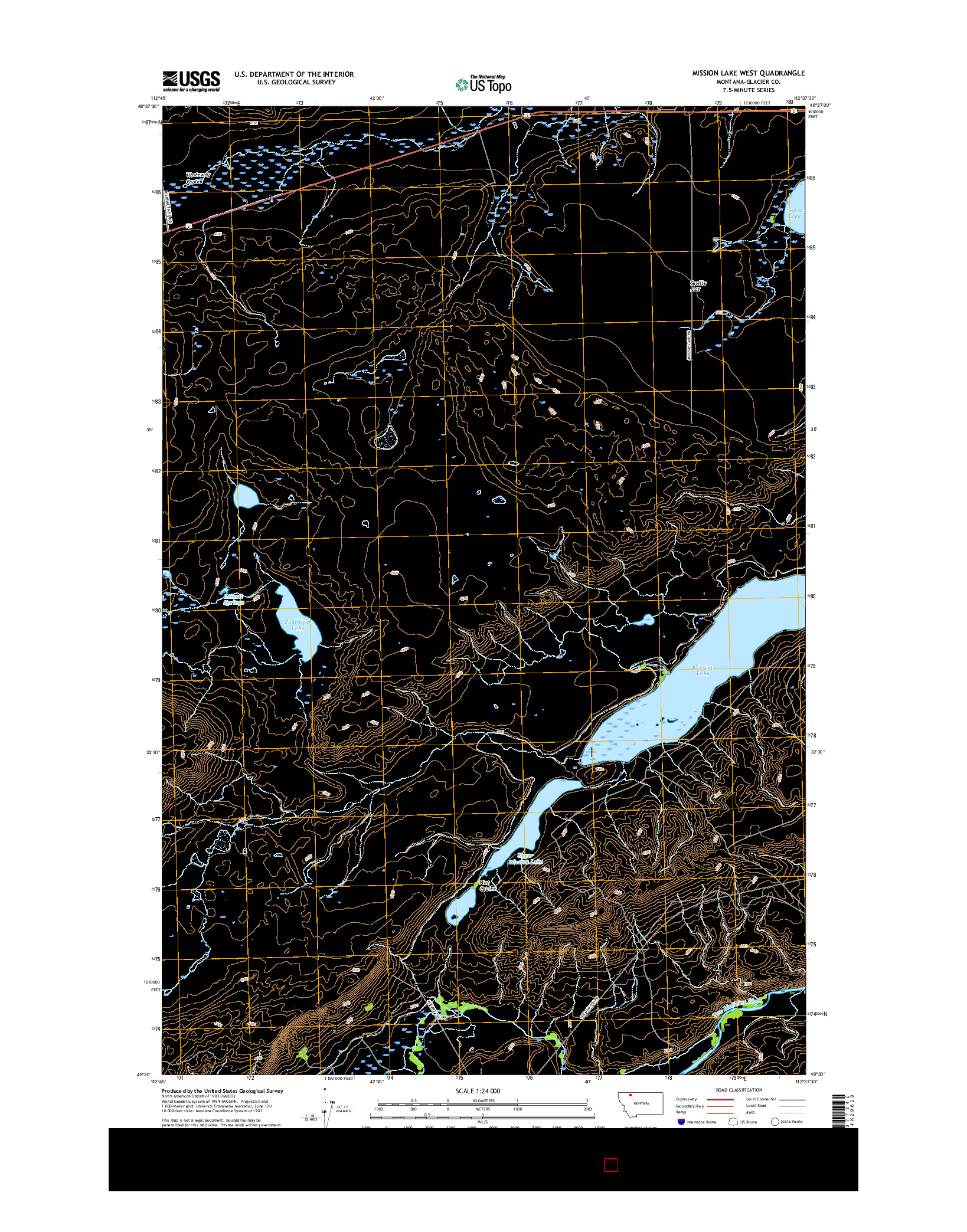 USGS US TOPO 7.5-MINUTE MAP FOR MISSION LAKE WEST, MT 2017