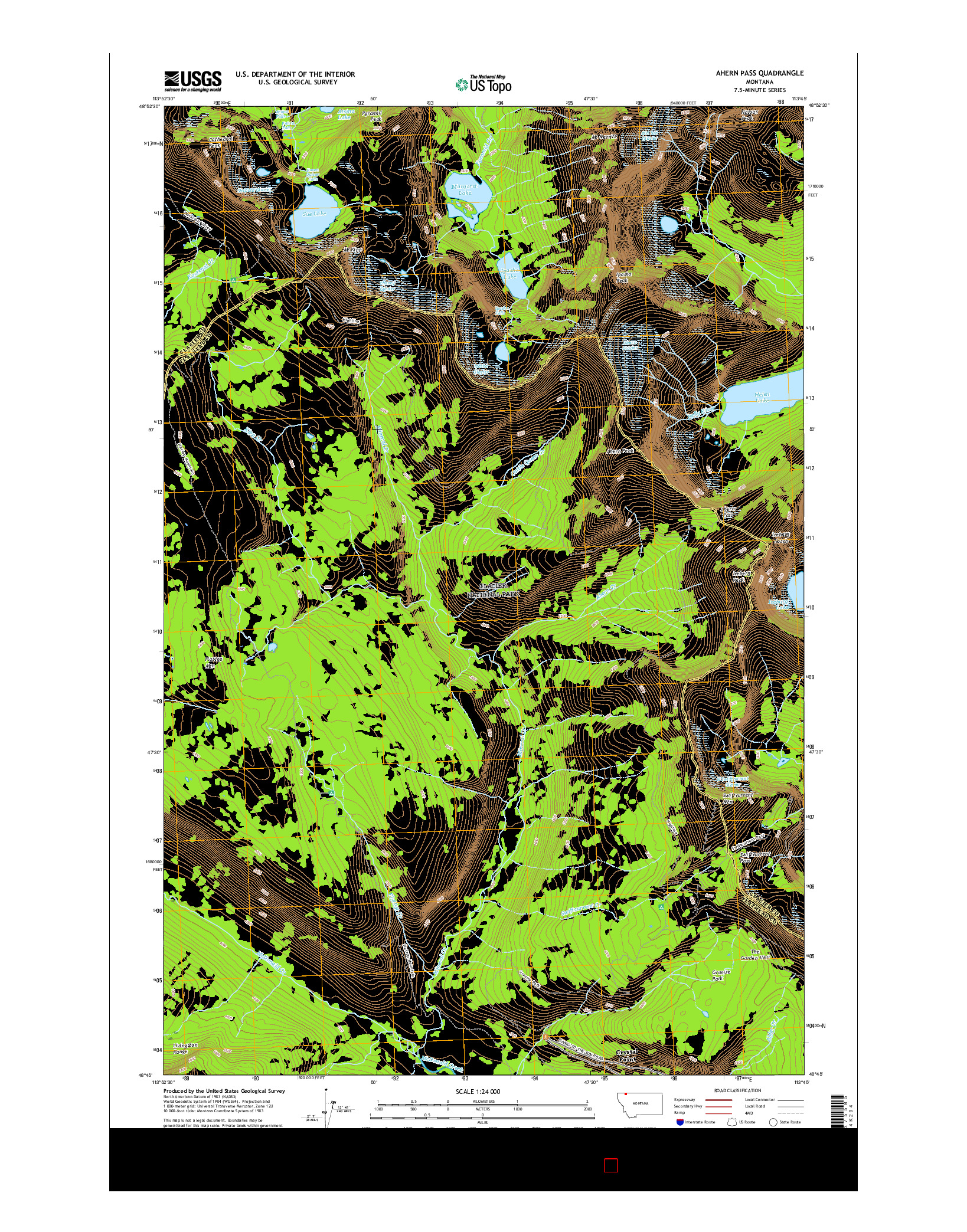 USGS US TOPO 7.5-MINUTE MAP FOR AHERN PASS, MT 2017