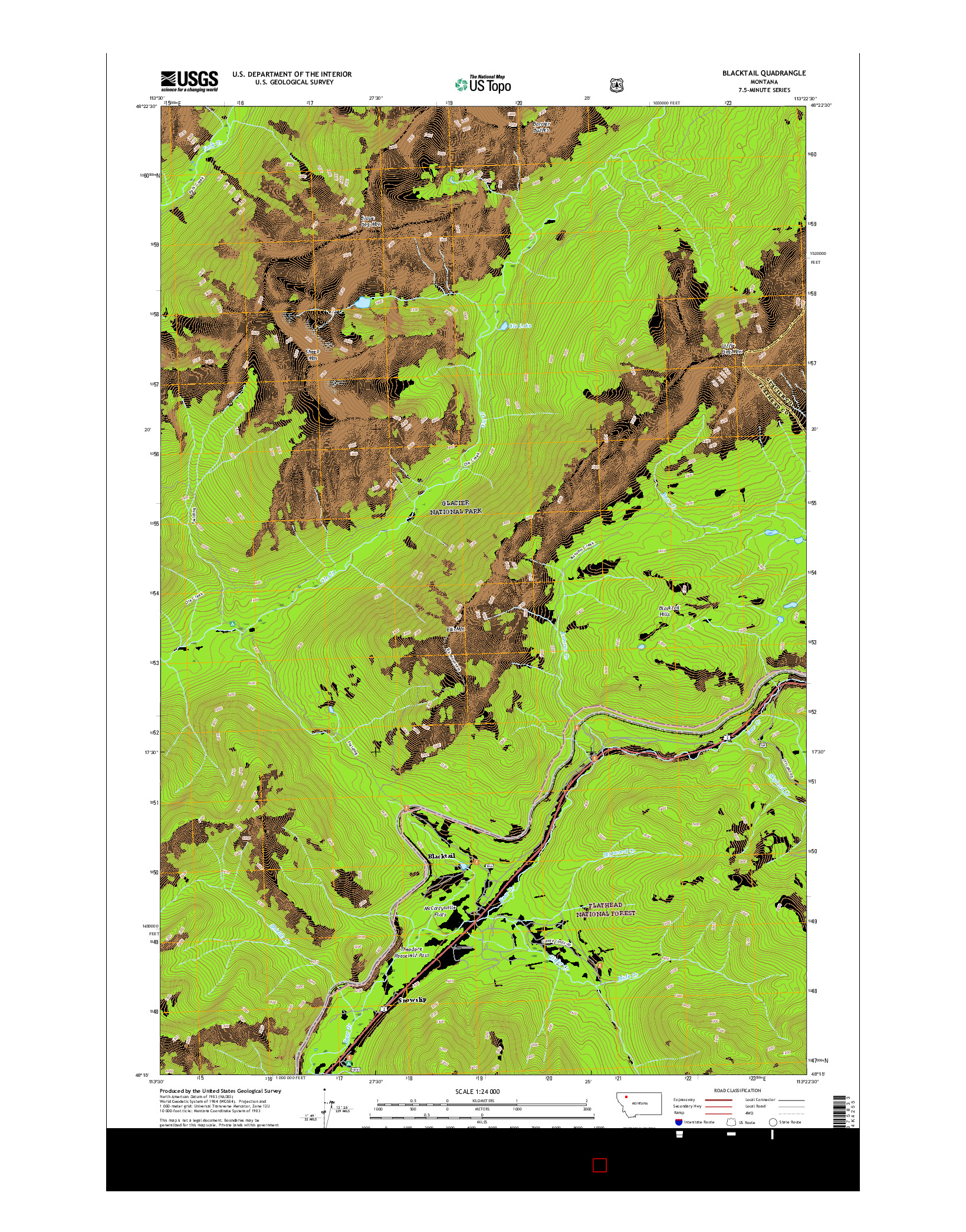 USGS US TOPO 7.5-MINUTE MAP FOR BLACKTAIL, MT 2017