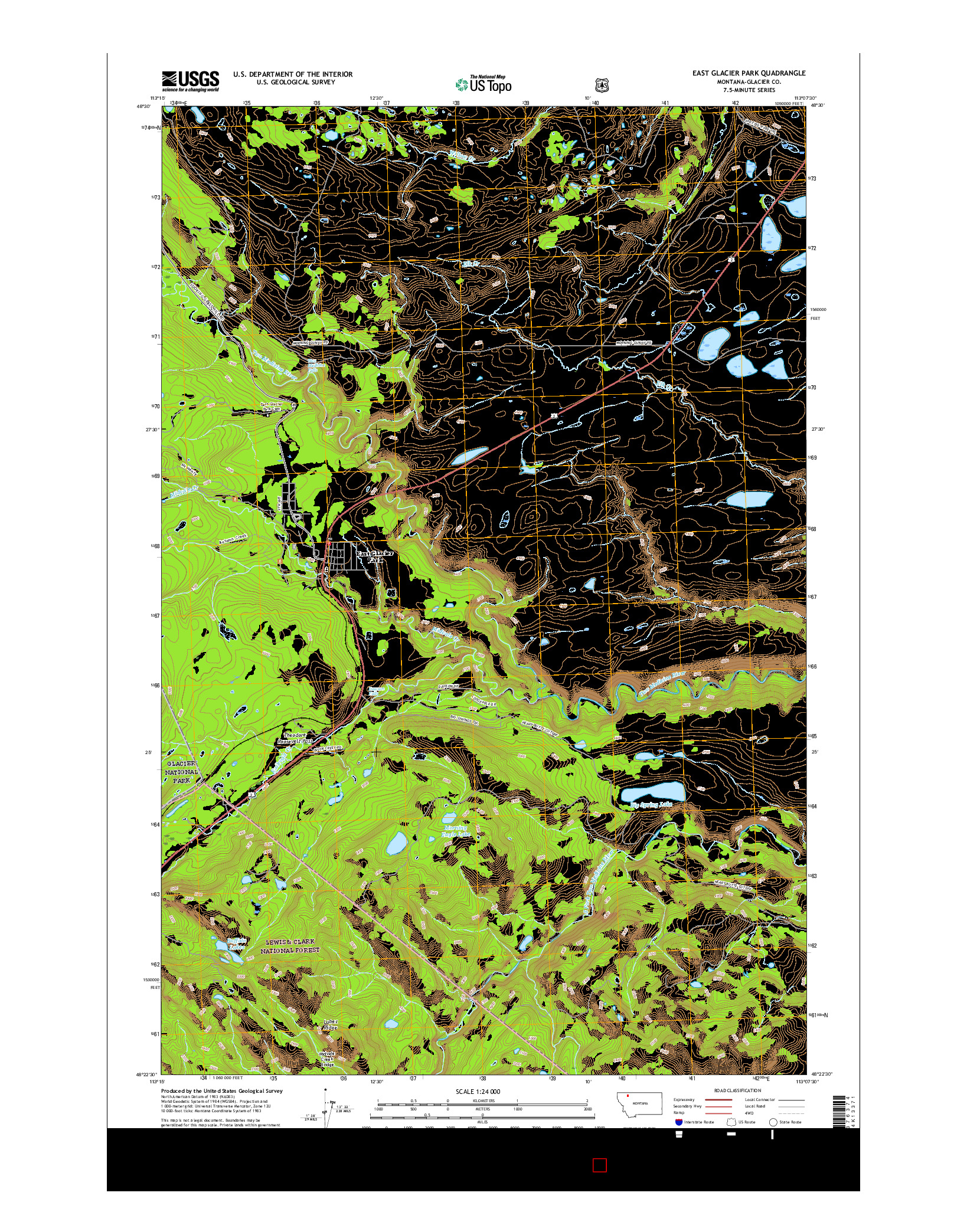 USGS US TOPO 7.5-MINUTE MAP FOR EAST GLACIER PARK, MT 2017