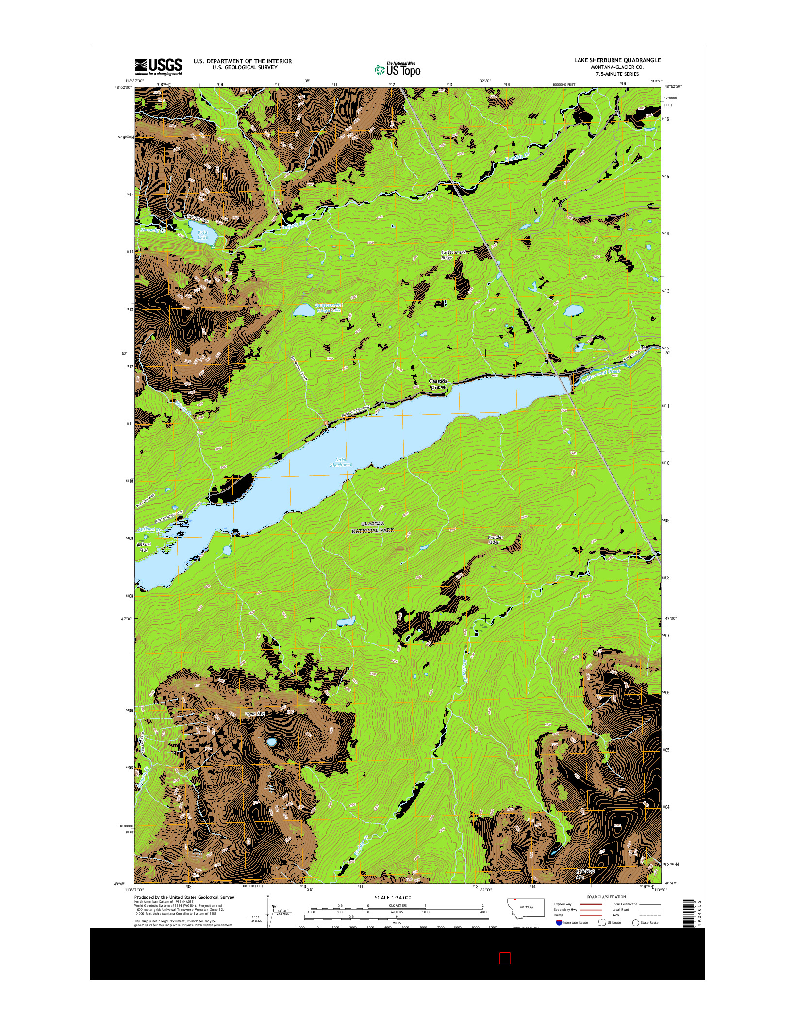USGS US TOPO 7.5-MINUTE MAP FOR LAKE SHERBURNE, MT 2017
