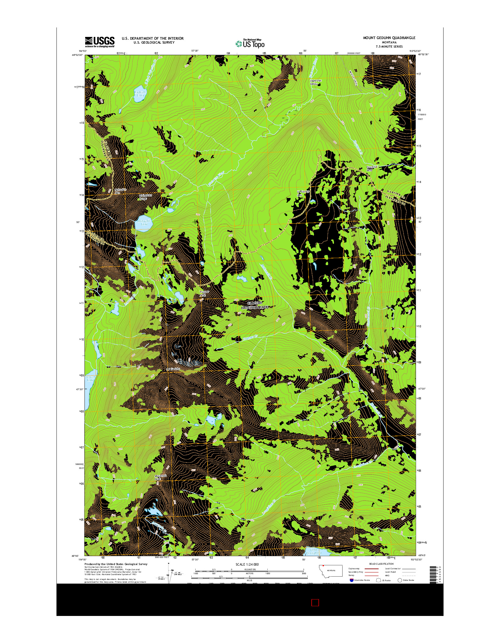 USGS US TOPO 7.5-MINUTE MAP FOR MOUNT GEDUHN, MT 2017