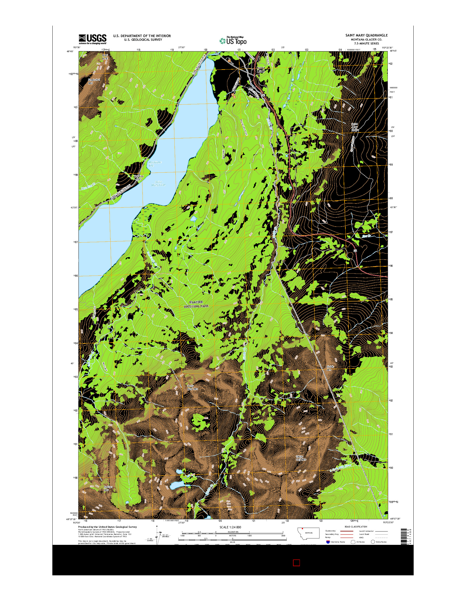 USGS US TOPO 7.5-MINUTE MAP FOR SAINT MARY, MT 2017