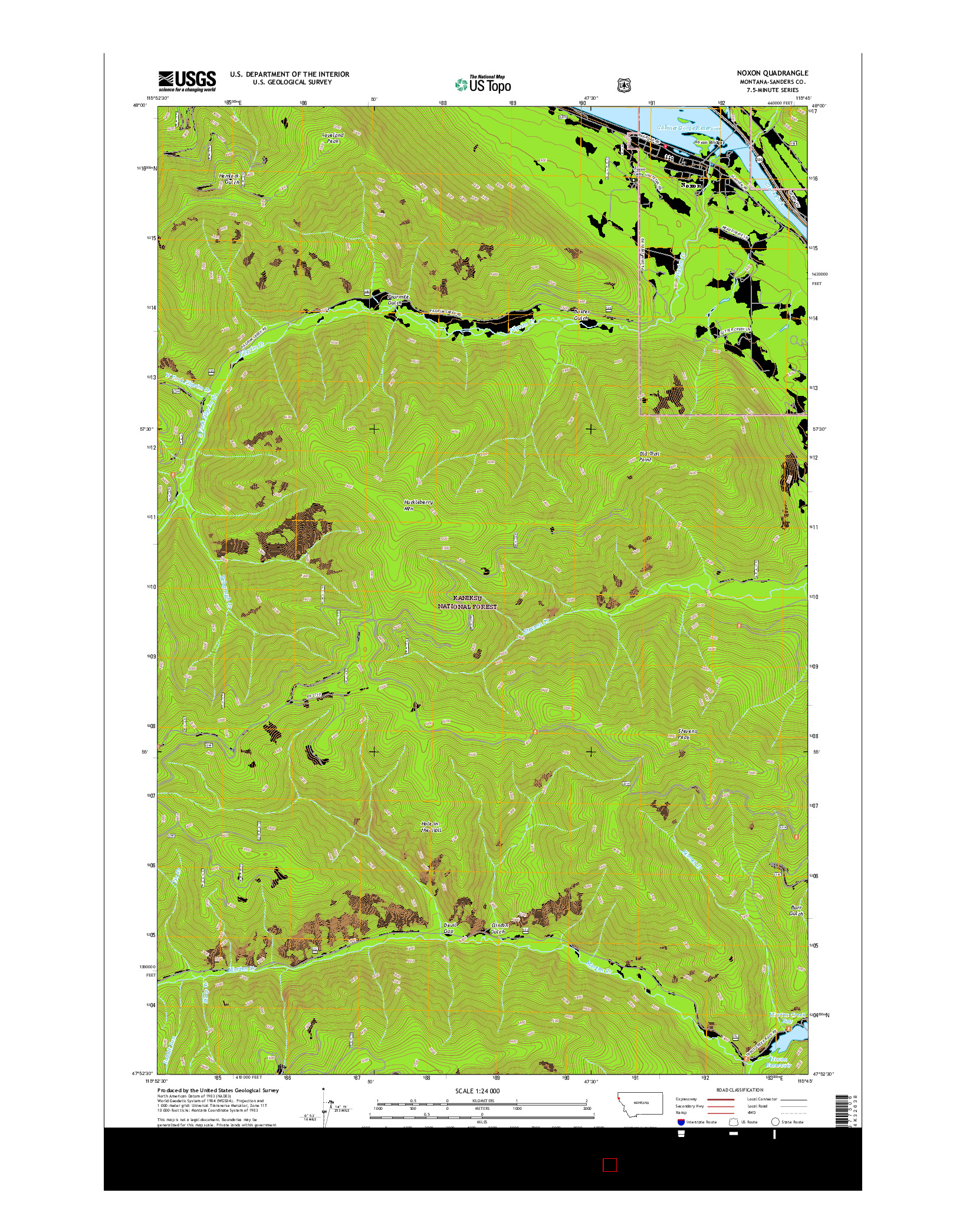 USGS US TOPO 7.5-MINUTE MAP FOR NOXON, MT 2017