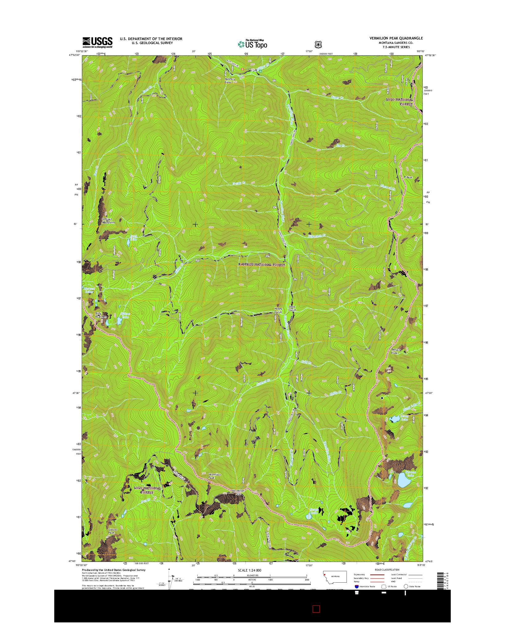 USGS US TOPO 7.5-MINUTE MAP FOR VERMILION PEAK, MT 2017