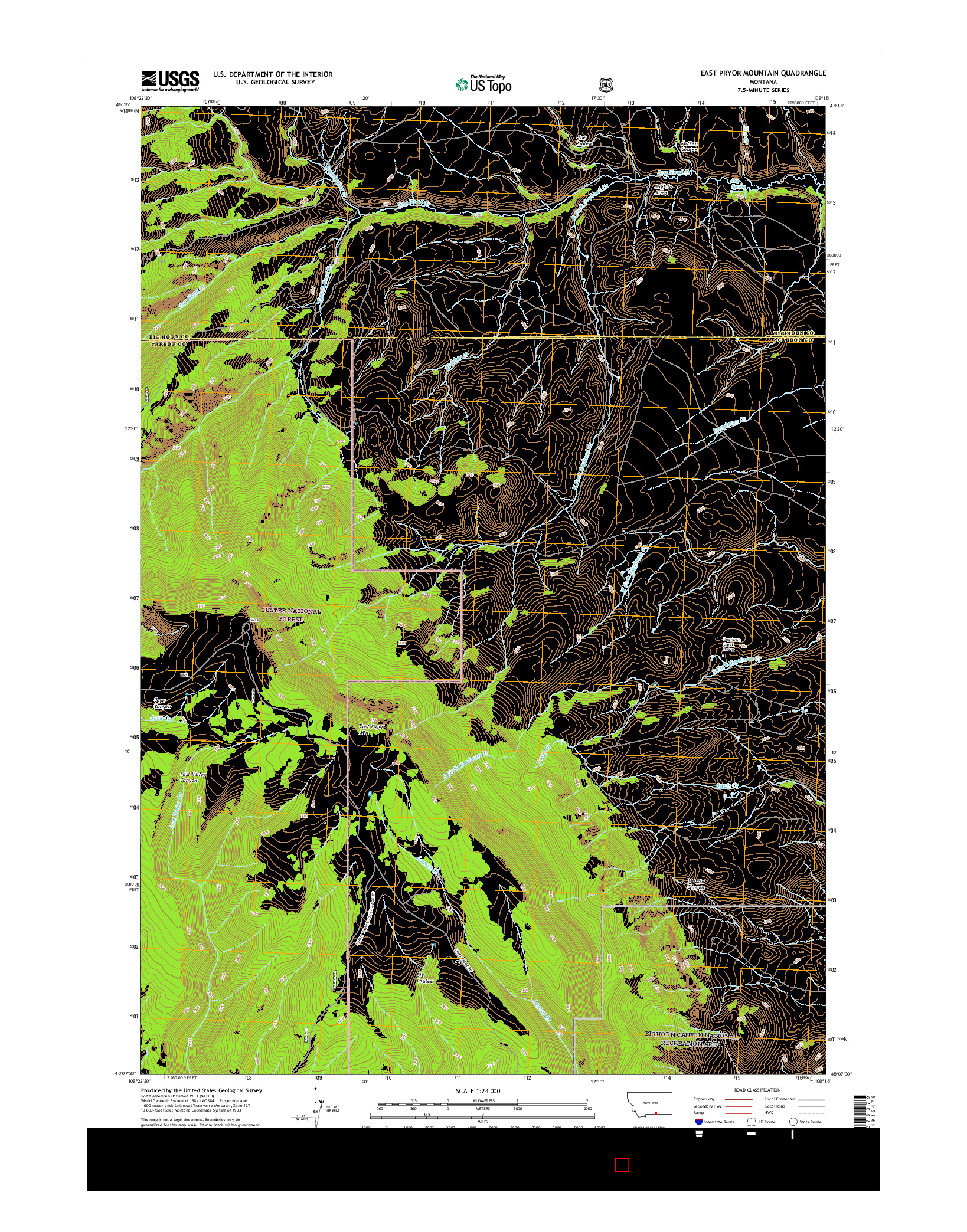USGS US TOPO 7.5-MINUTE MAP FOR EAST PRYOR MOUNTAIN, MT 2017