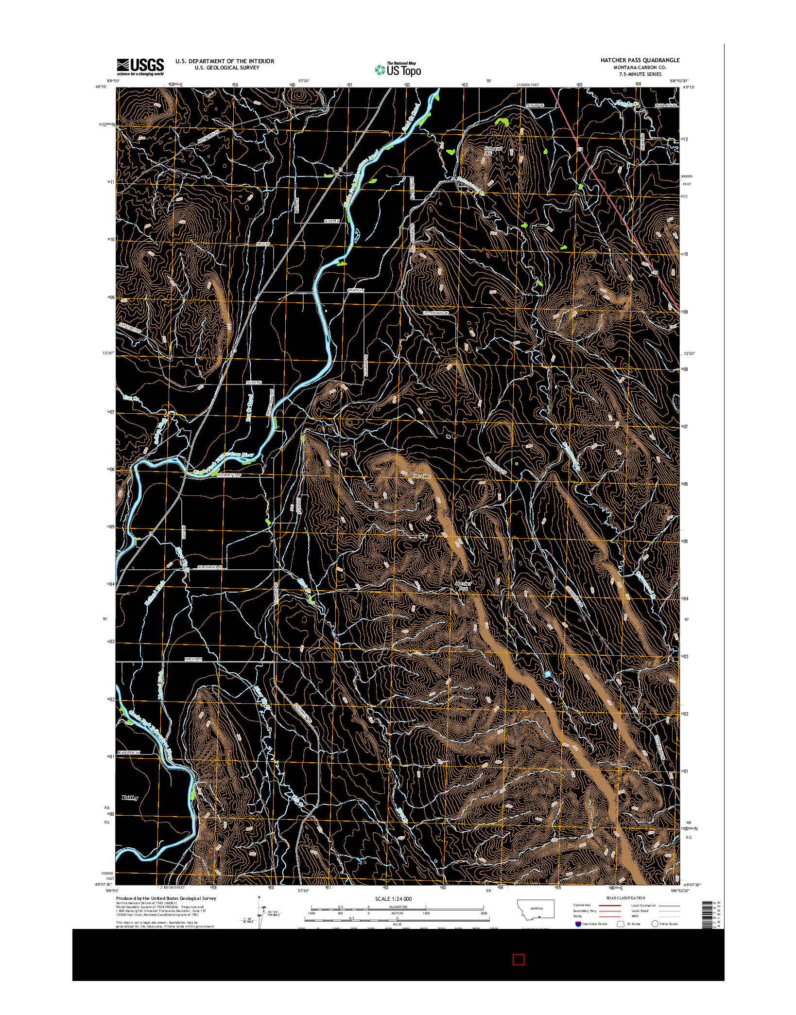 USGS US TOPO 7.5-MINUTE MAP FOR HATCHER PASS, MT 2017