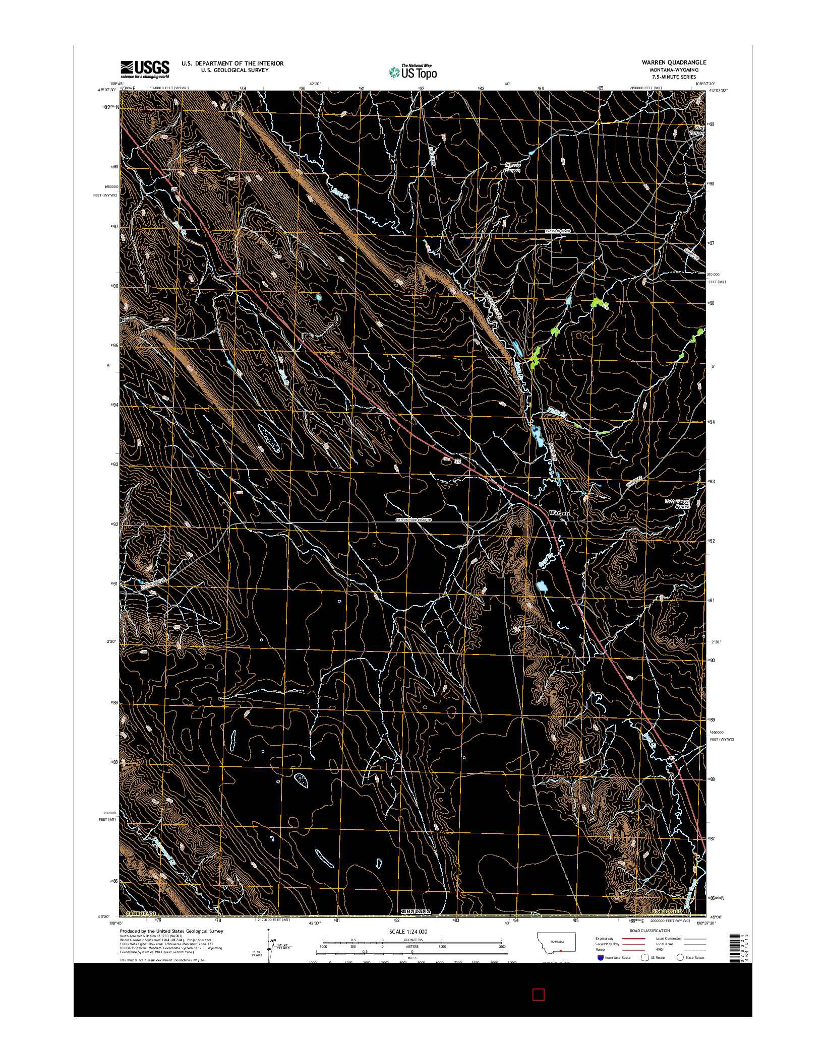 USGS US TOPO 7.5-MINUTE MAP FOR WARREN, MT-WY 2017