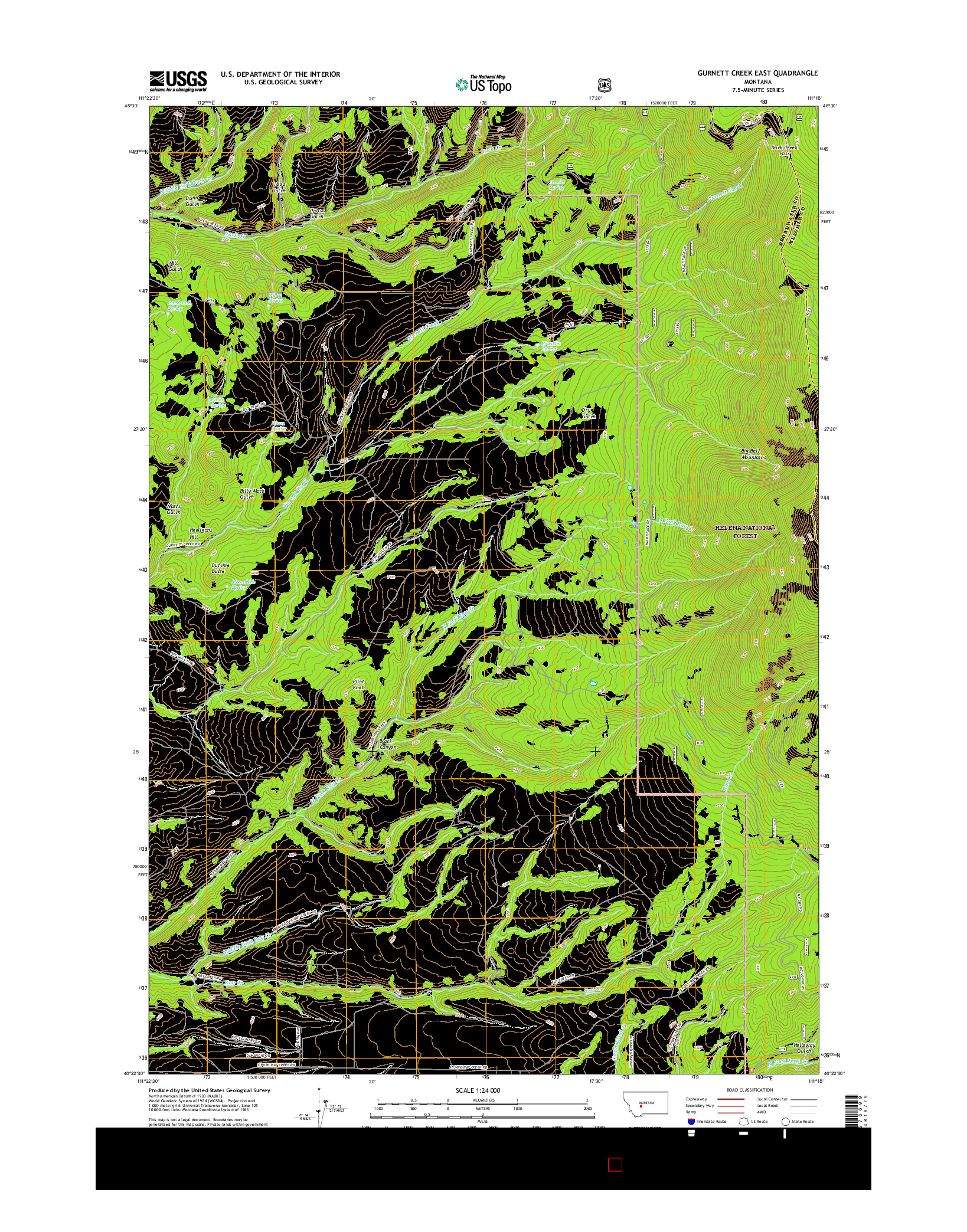 USGS US TOPO 7.5-MINUTE MAP FOR GURNETT CREEK EAST, MT 2017