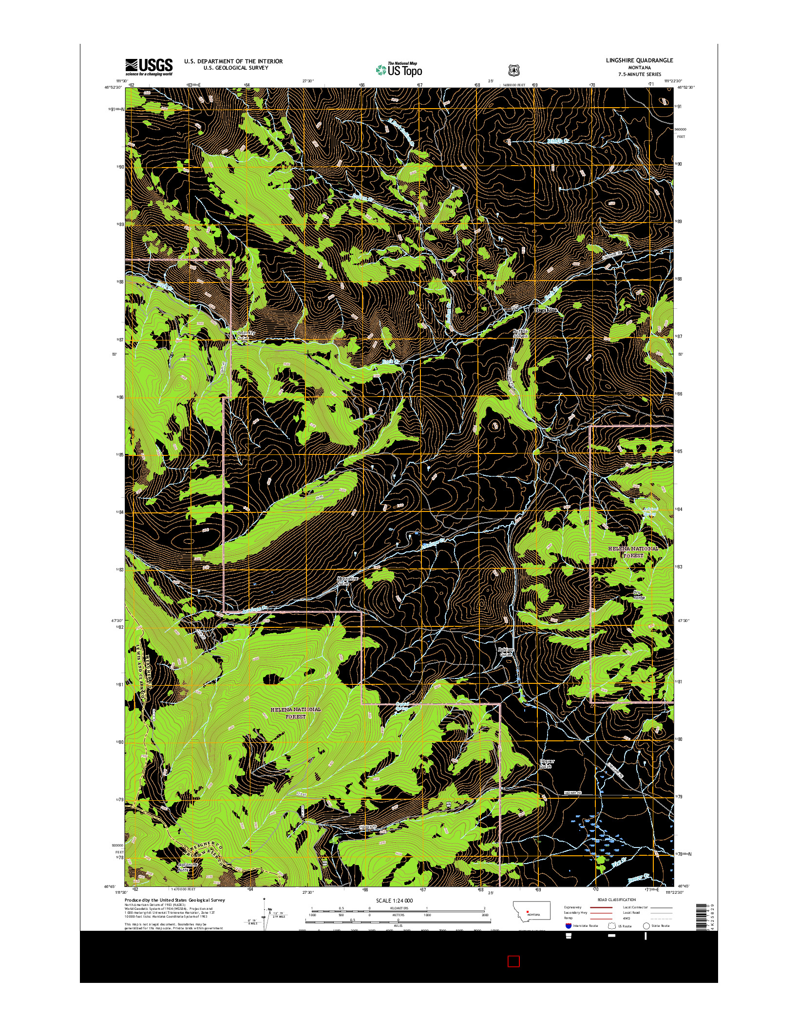 USGS US TOPO 7.5-MINUTE MAP FOR LINGSHIRE, MT 2017