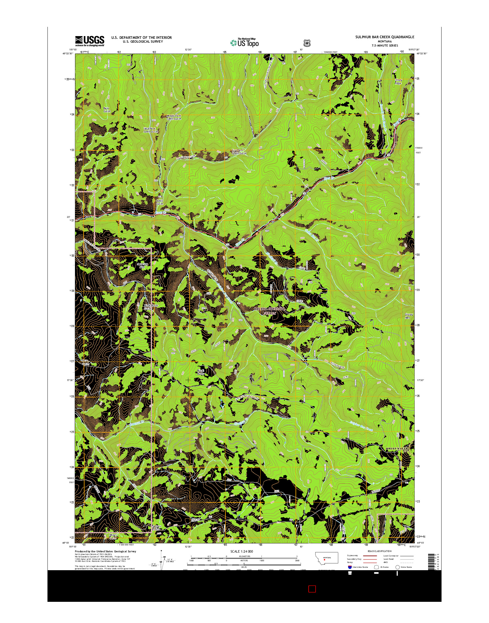 USGS US TOPO 7.5-MINUTE MAP FOR SULPHUR BAR CREEK, MT 2017