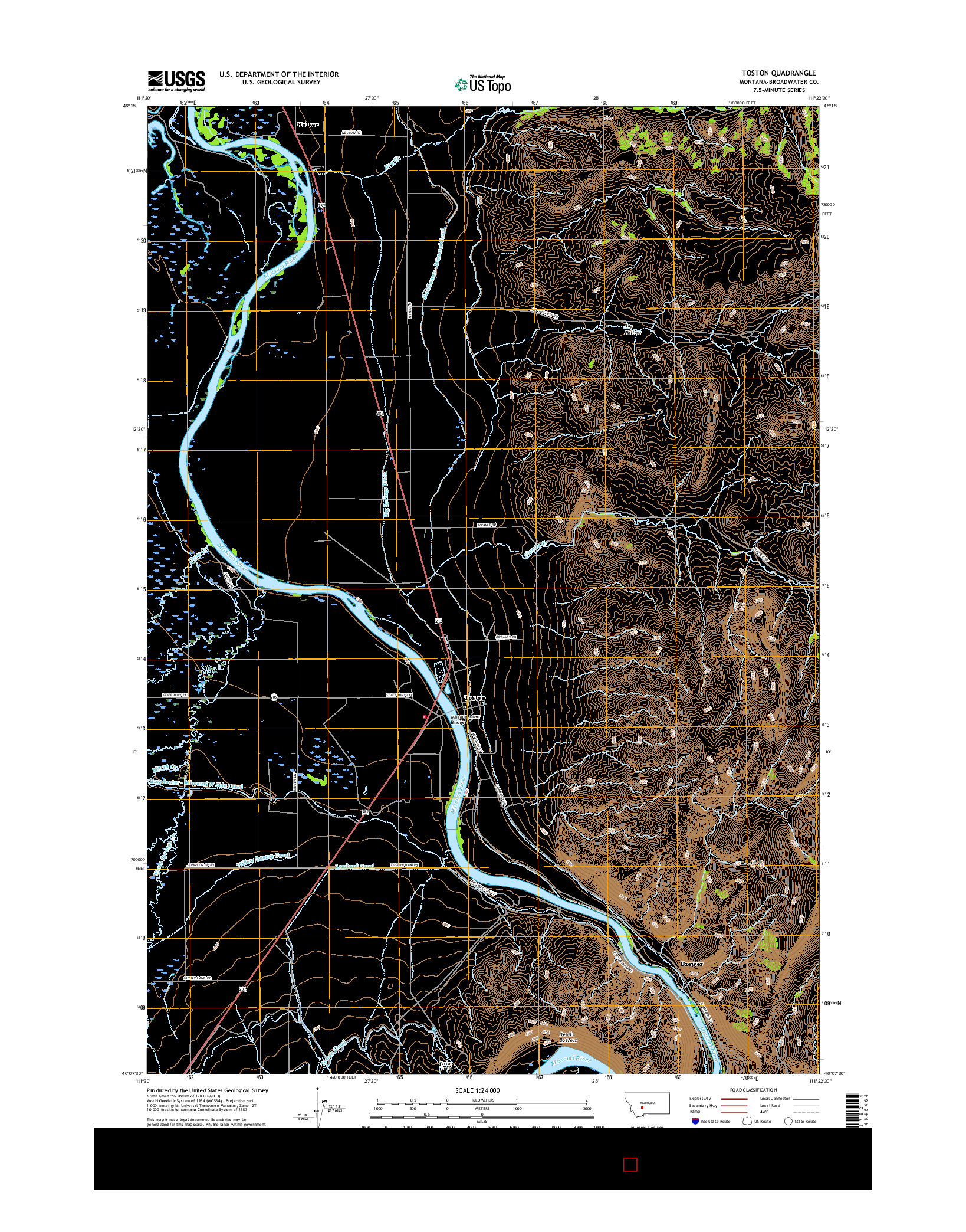 USGS US TOPO 7.5-MINUTE MAP FOR TOSTON, MT 2017