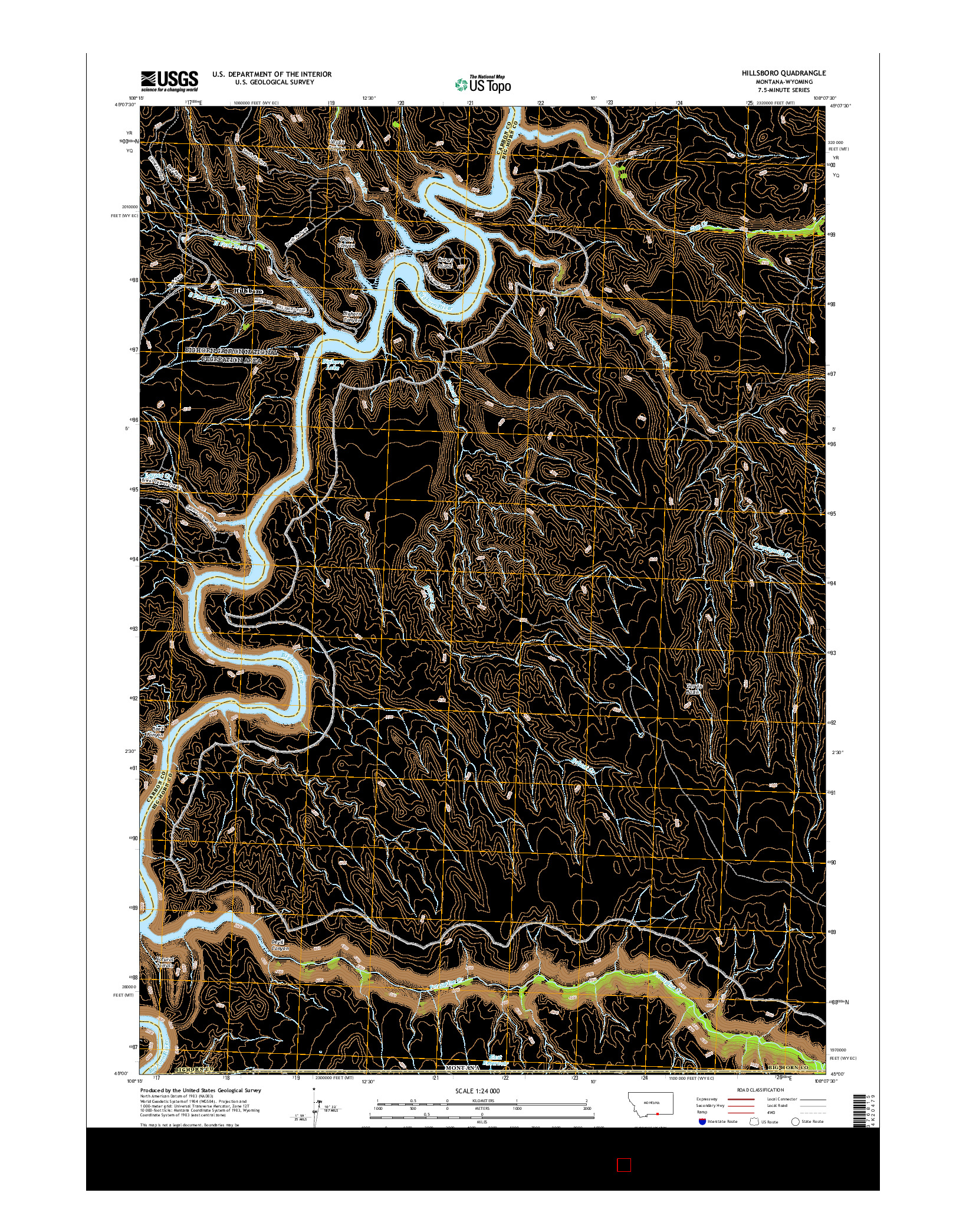 USGS US TOPO 7.5-MINUTE MAP FOR HILLSBORO, MT-WY 2017