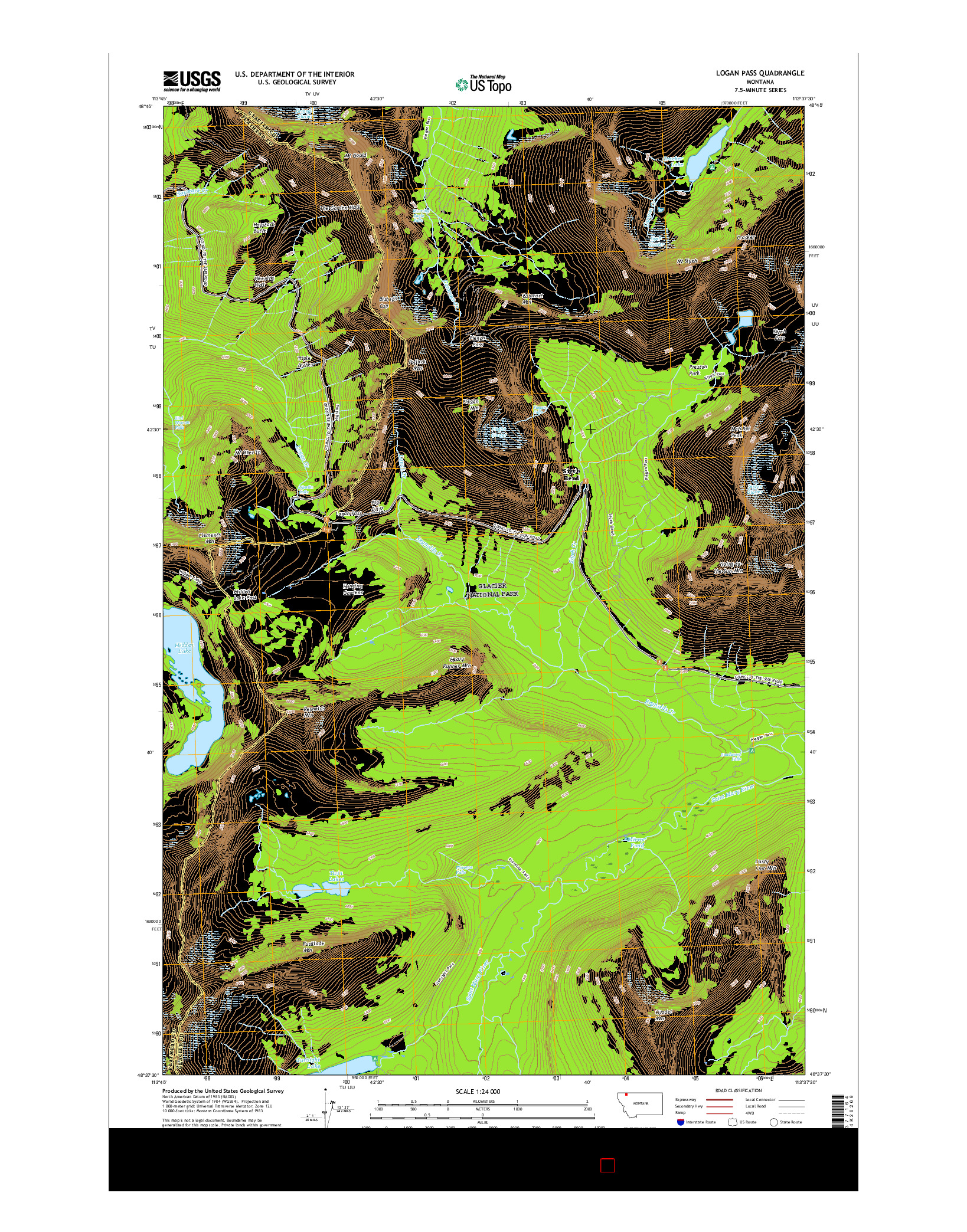 USGS US TOPO 7.5-MINUTE MAP FOR LOGAN PASS, MT 2017