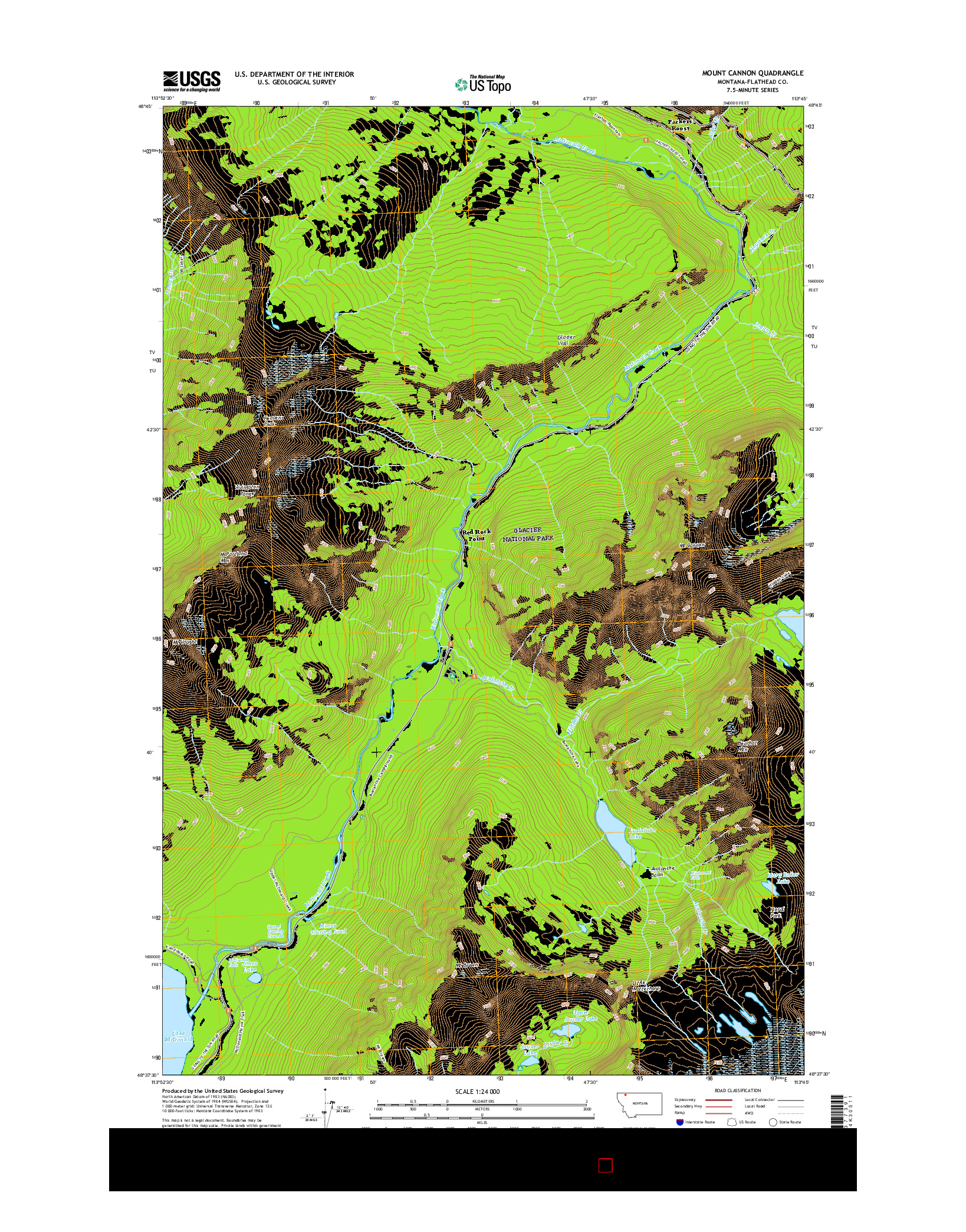 USGS US TOPO 7.5-MINUTE MAP FOR MOUNT CANNON, MT 2017