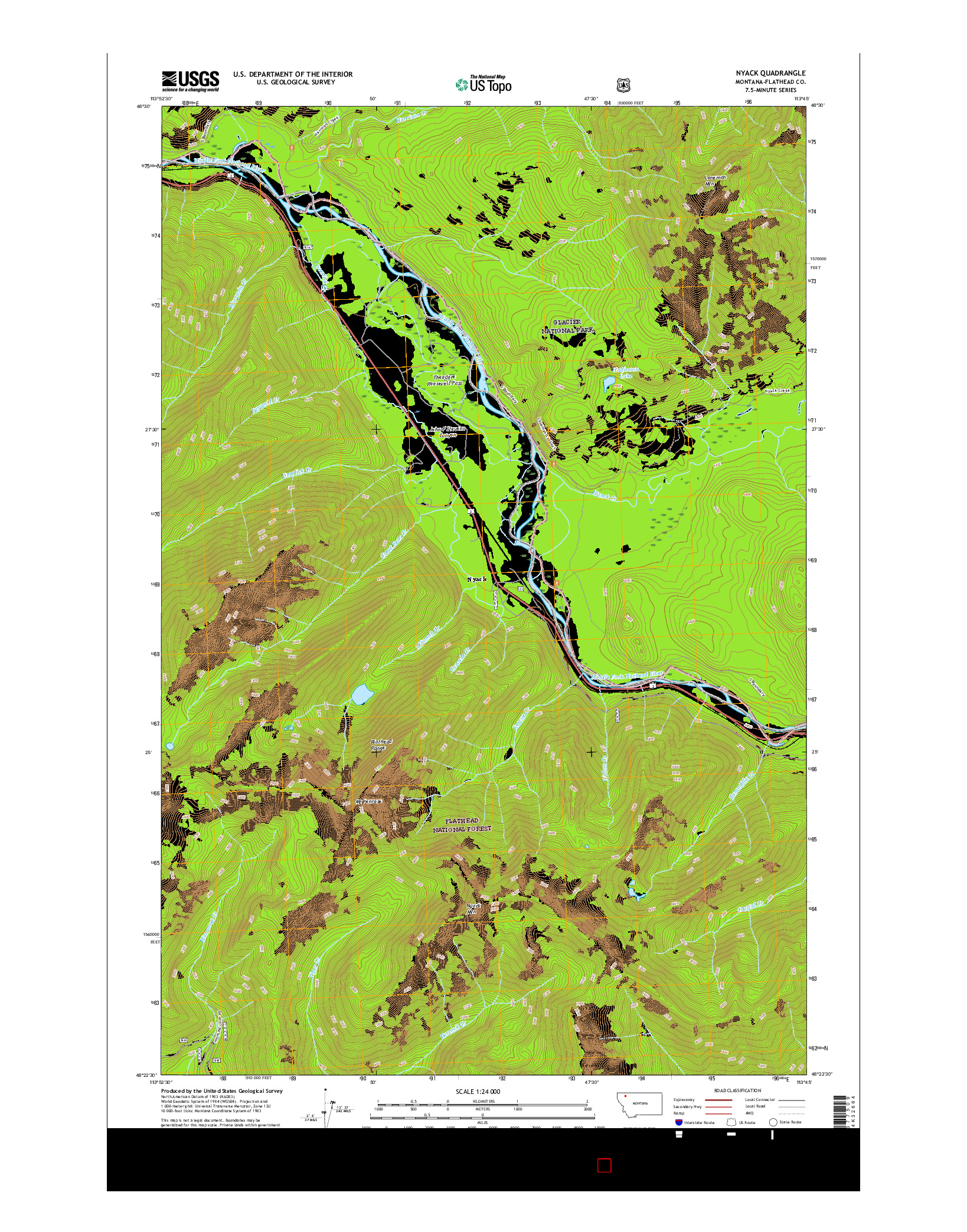 USGS US TOPO 7.5-MINUTE MAP FOR NYACK, MT 2017