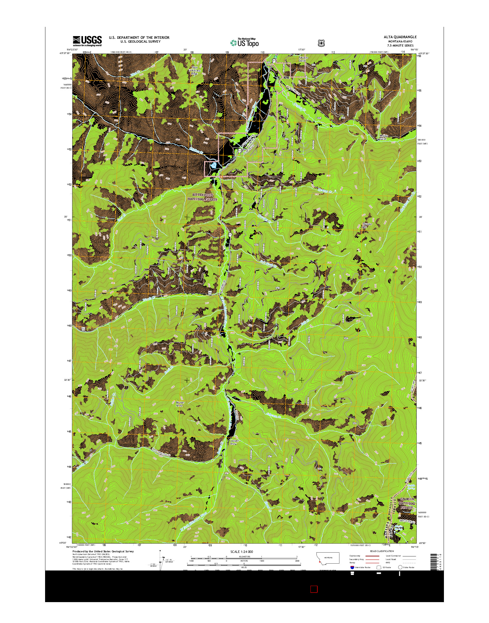 USGS US TOPO 7.5-MINUTE MAP FOR ALTA, MT-ID 2017
