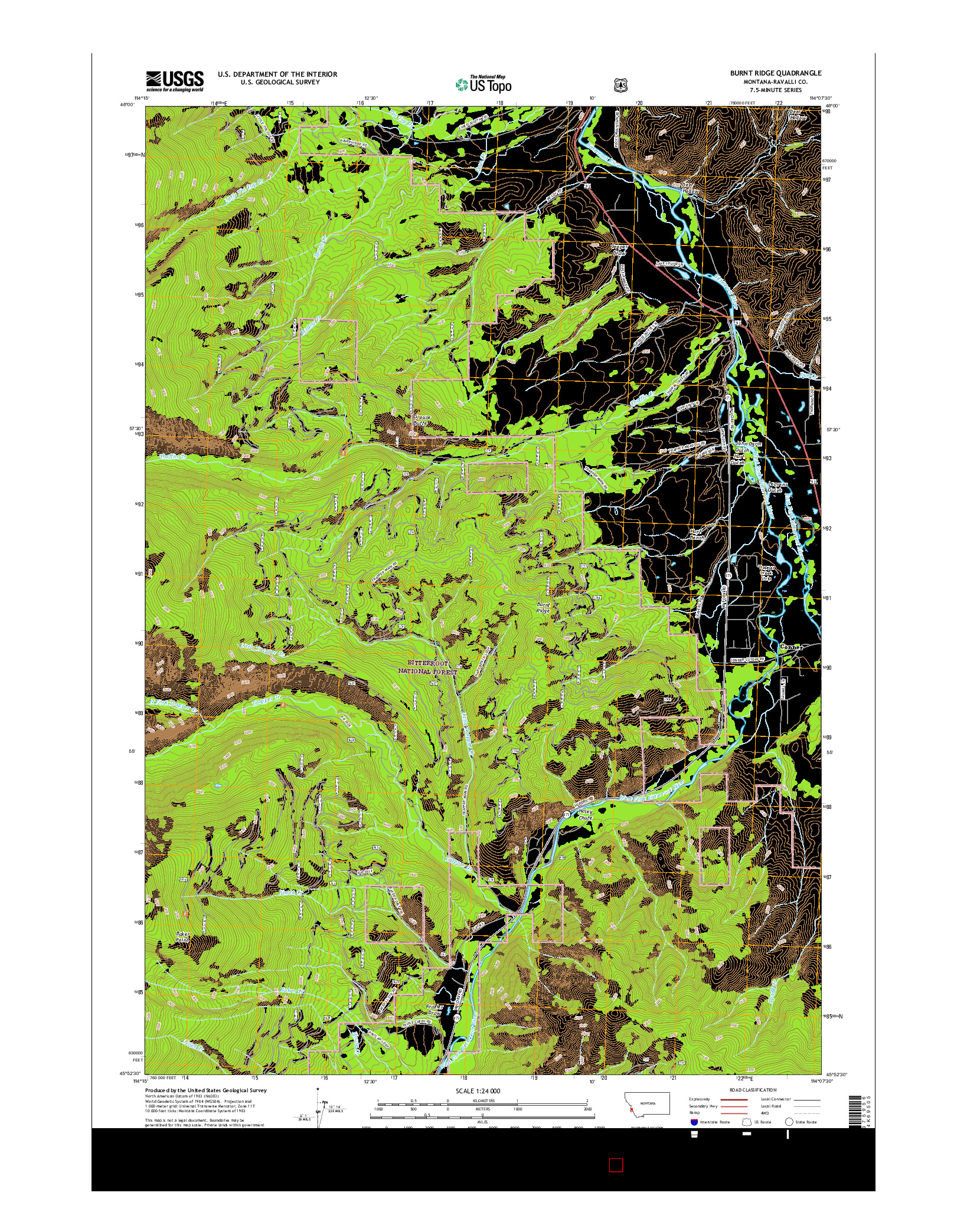 USGS US TOPO 7.5-MINUTE MAP FOR BURNT RIDGE, MT 2017