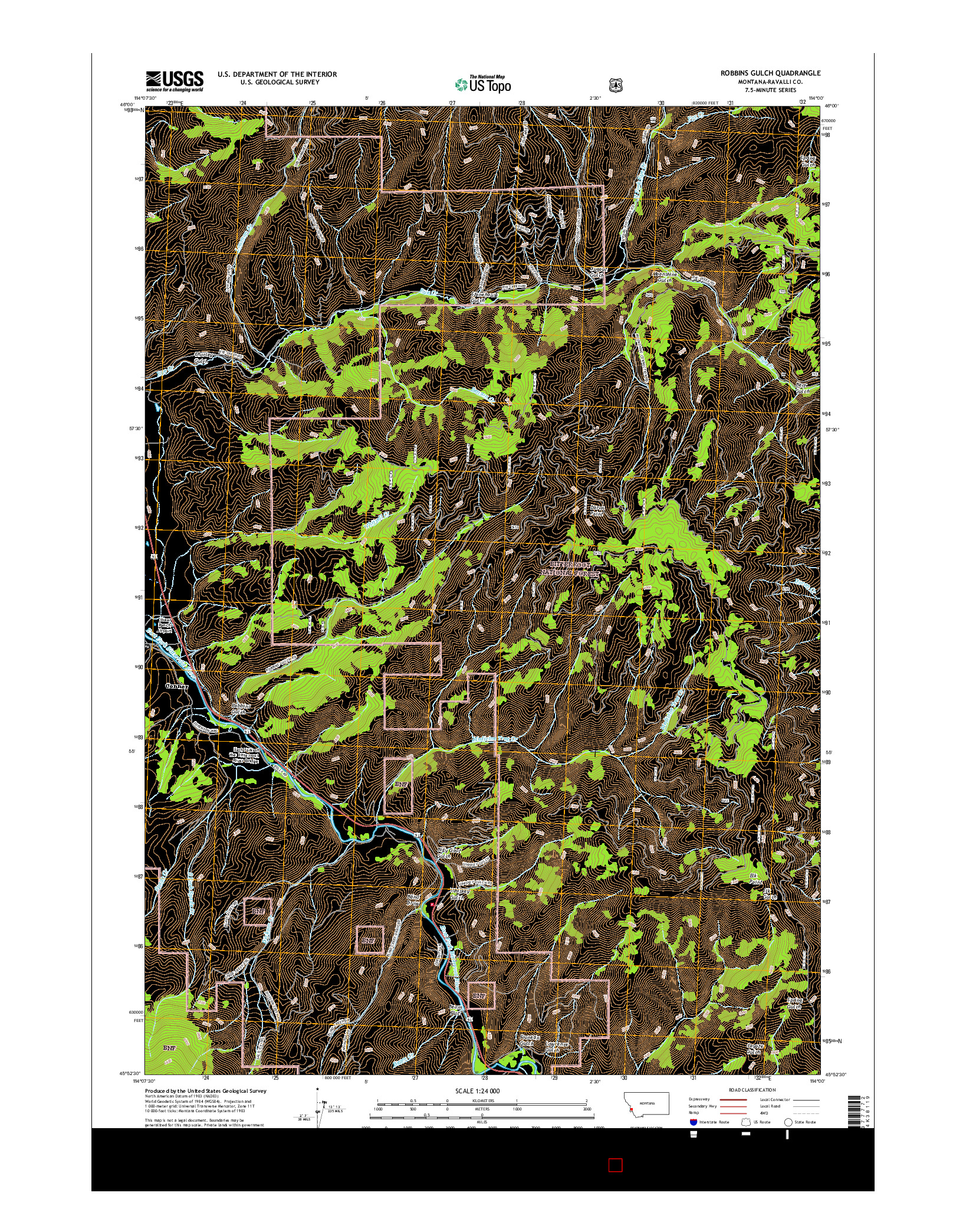 USGS US TOPO 7.5-MINUTE MAP FOR ROBBINS GULCH, MT 2017
