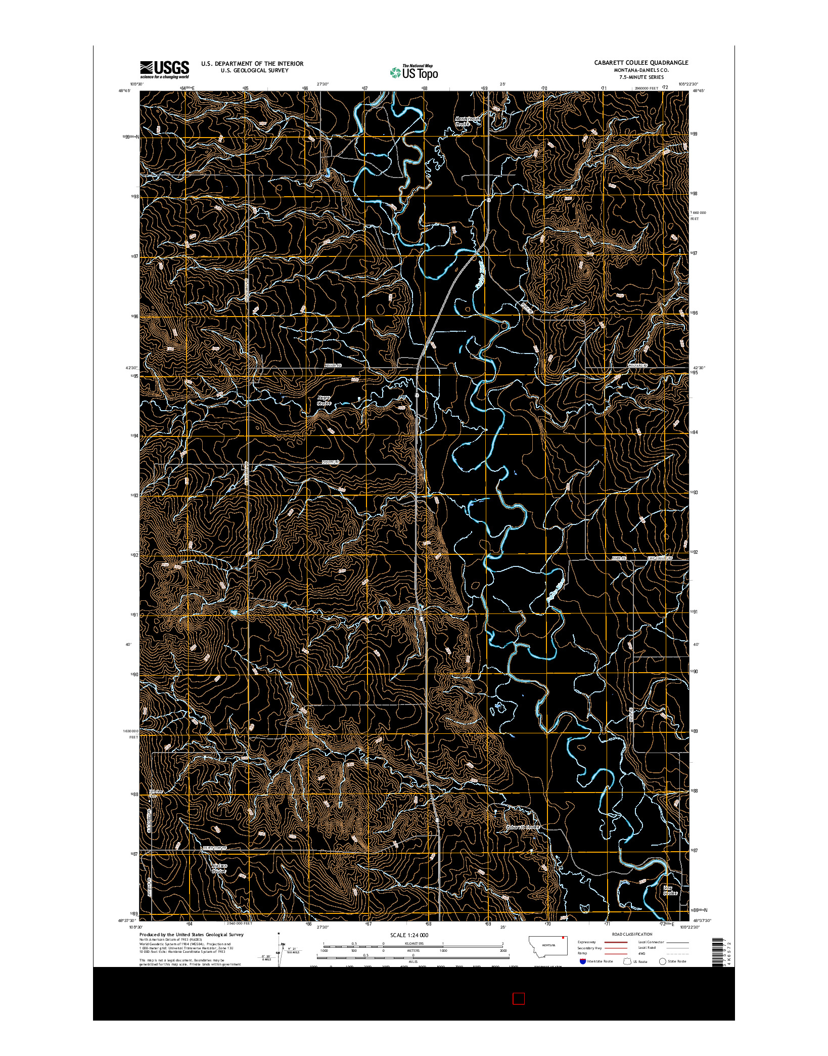 USGS US TOPO 7.5-MINUTE MAP FOR CABARETT COULEE, MT 2017