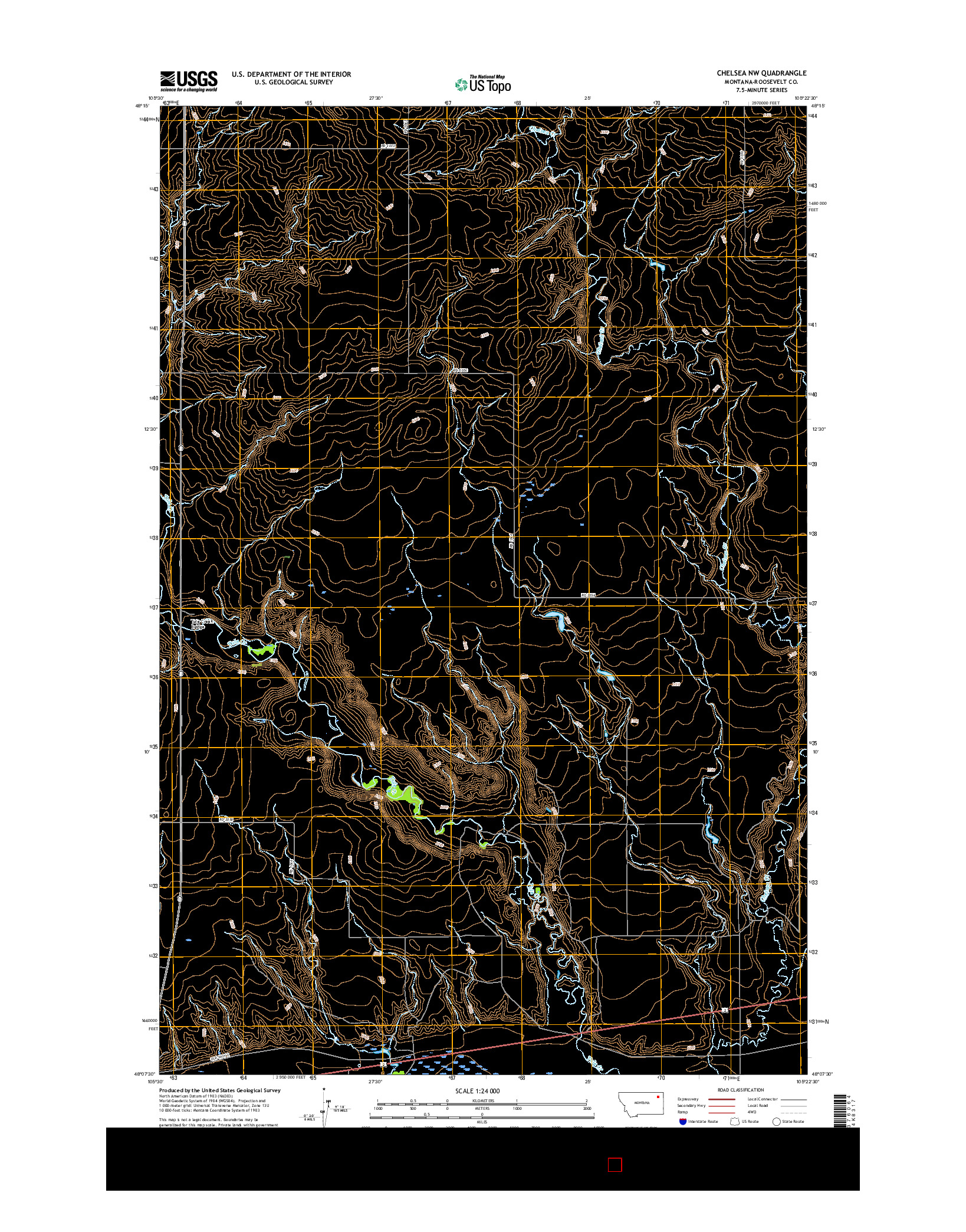 USGS US TOPO 7.5-MINUTE MAP FOR CHELSEA NW, MT 2017