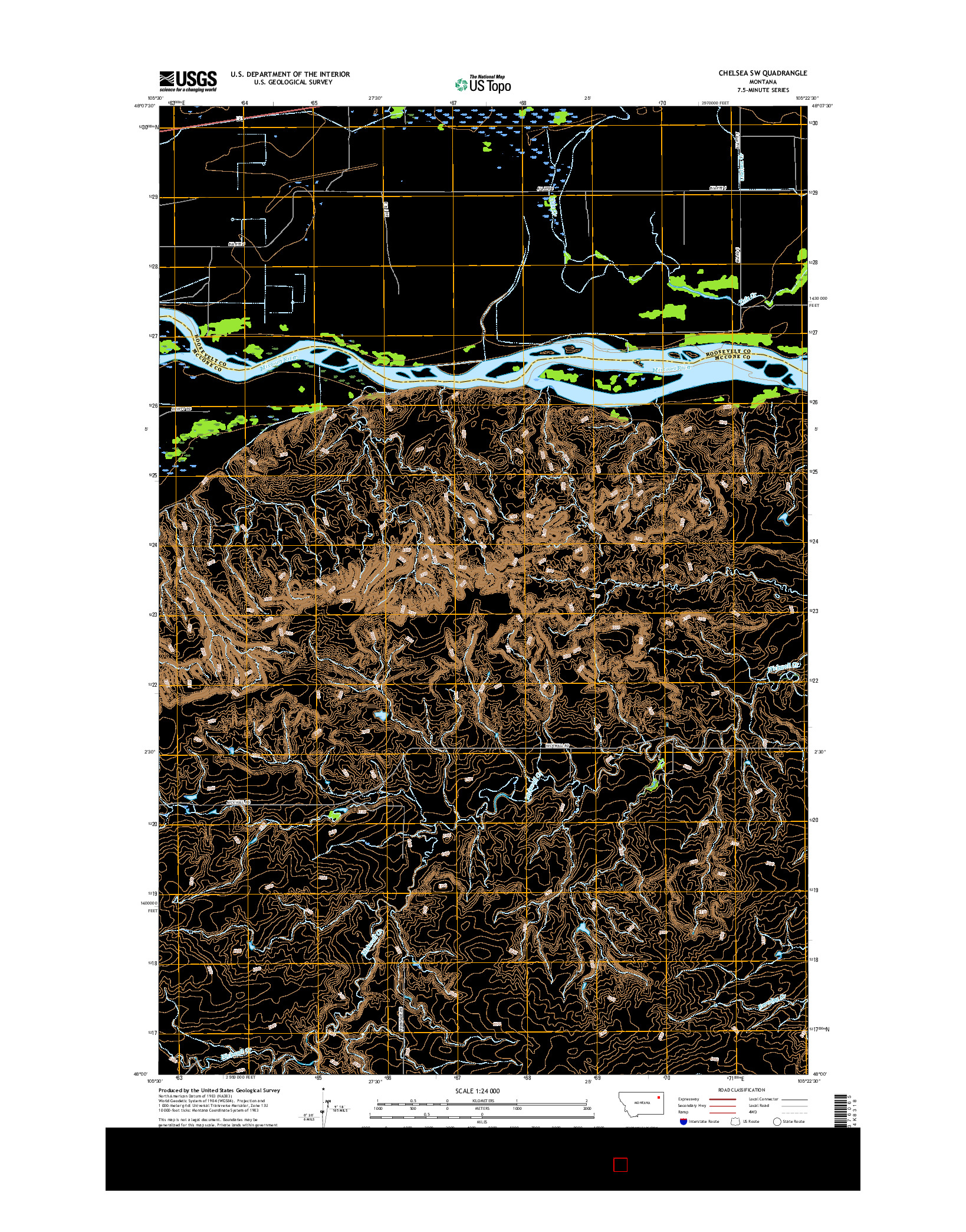 USGS US TOPO 7.5-MINUTE MAP FOR CHELSEA SW, MT 2017