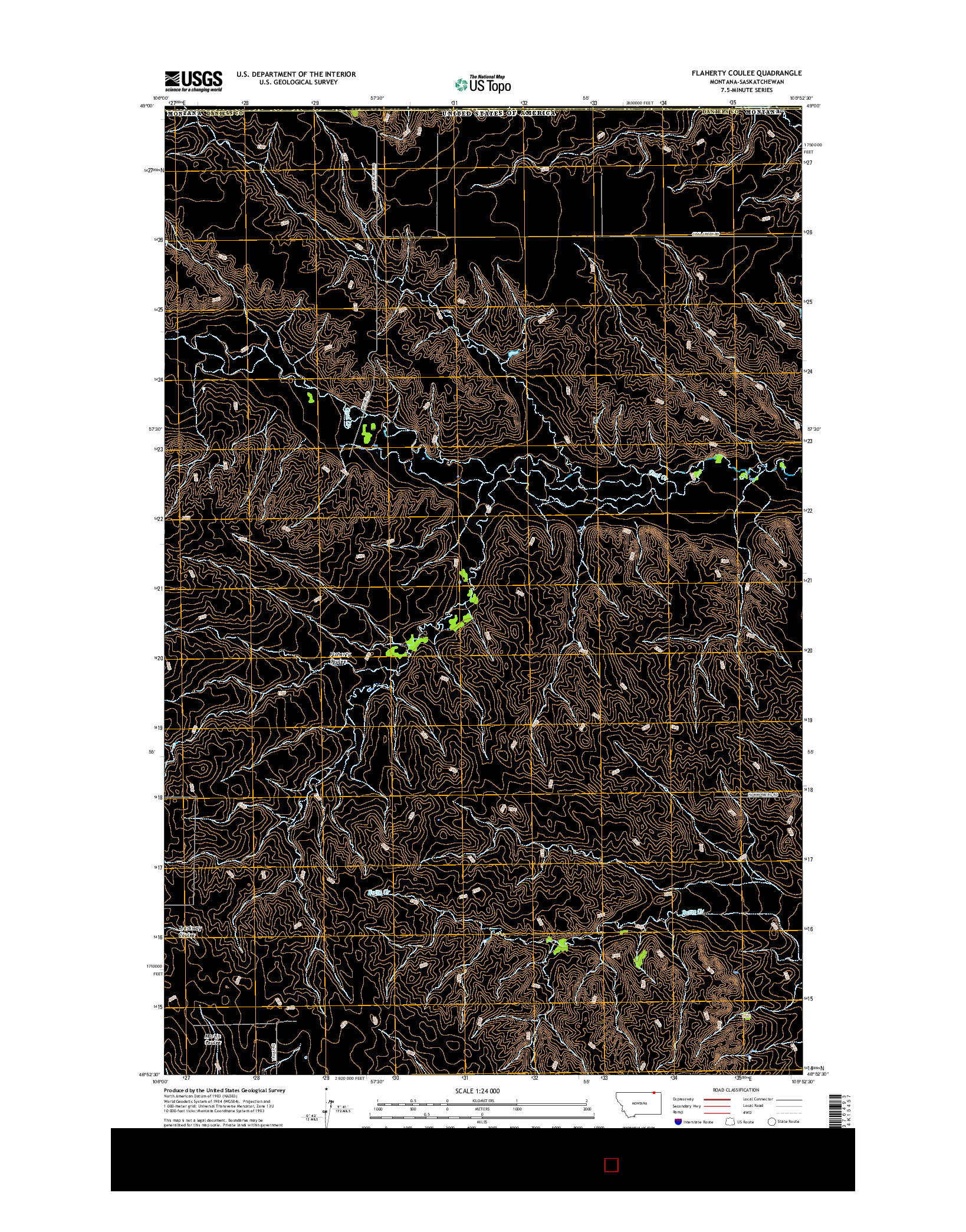 USGS US TOPO 7.5-MINUTE MAP FOR FLAHERTY COULEE, MT-SK 2017