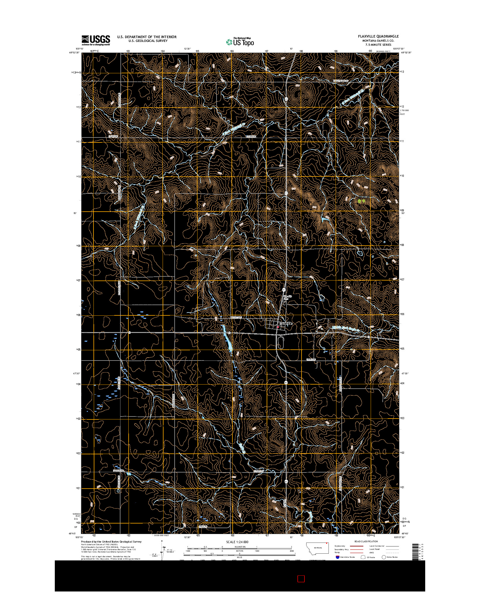 USGS US TOPO 7.5-MINUTE MAP FOR FLAXVILLE, MT 2017