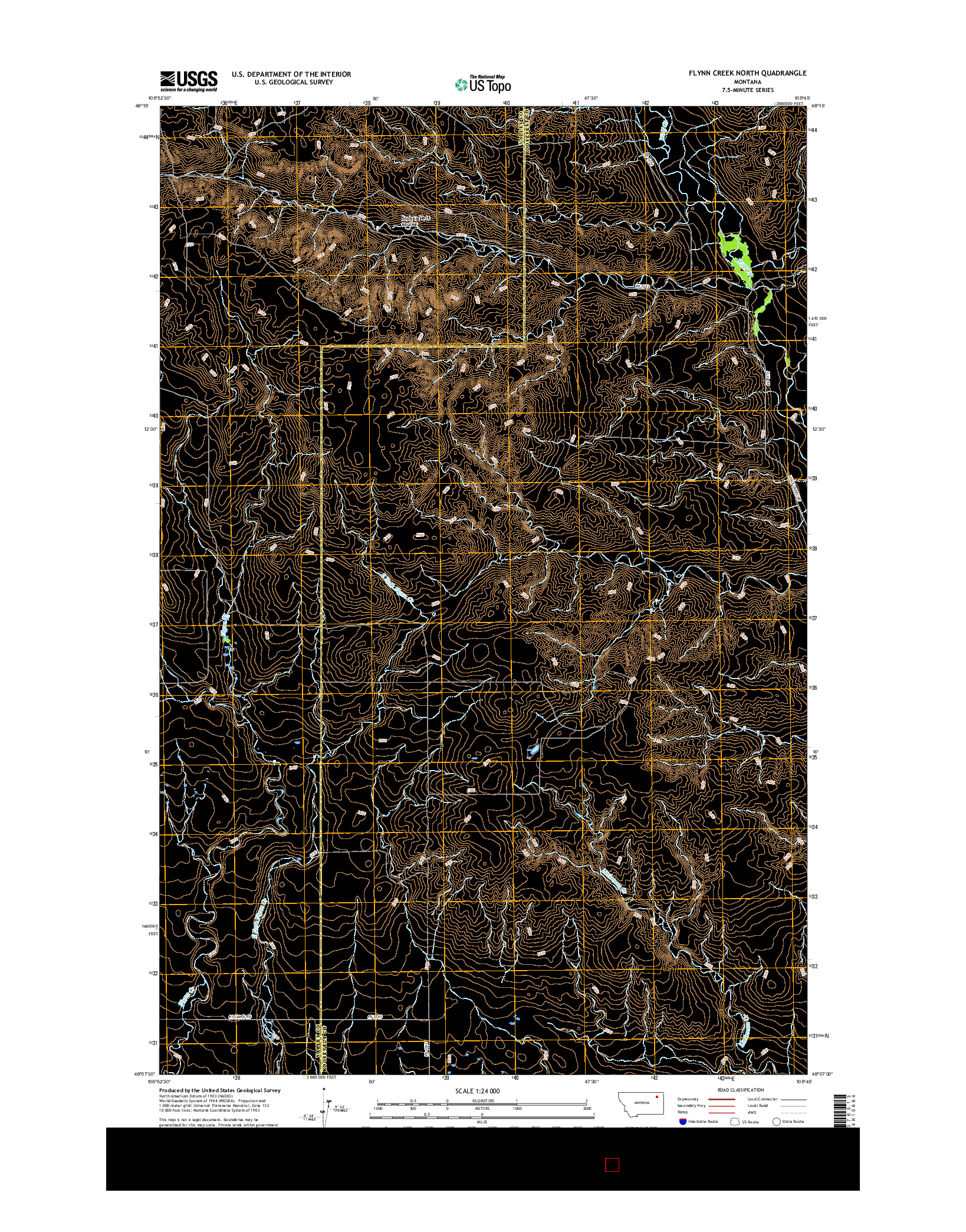 USGS US TOPO 7.5-MINUTE MAP FOR FLYNN CREEK NORTH, MT 2017