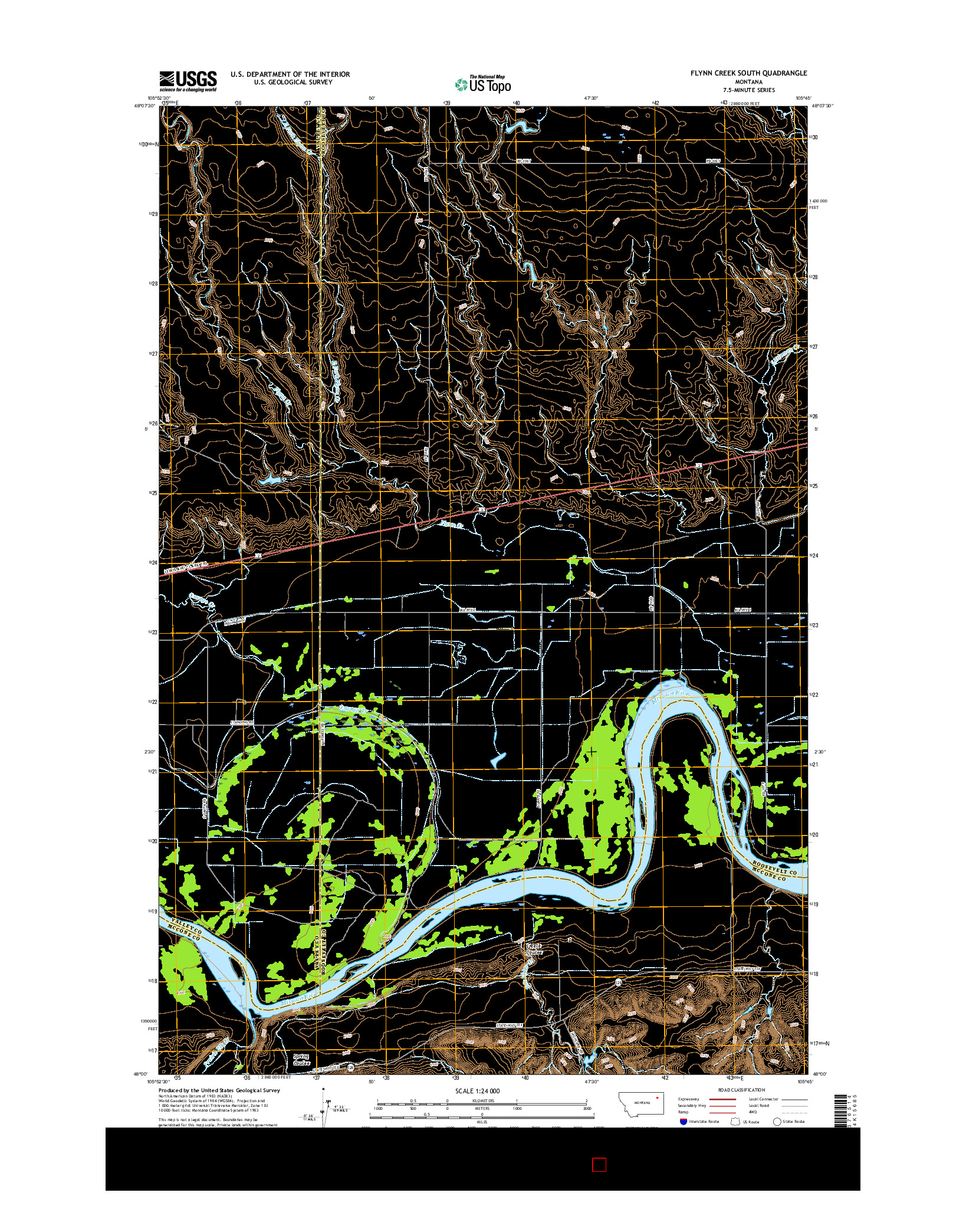 USGS US TOPO 7.5-MINUTE MAP FOR FLYNN CREEK SOUTH, MT 2017