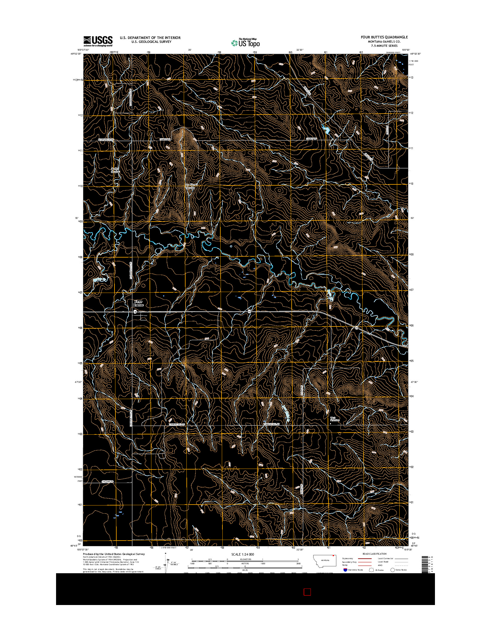 USGS US TOPO 7.5-MINUTE MAP FOR FOUR BUTTES, MT 2017