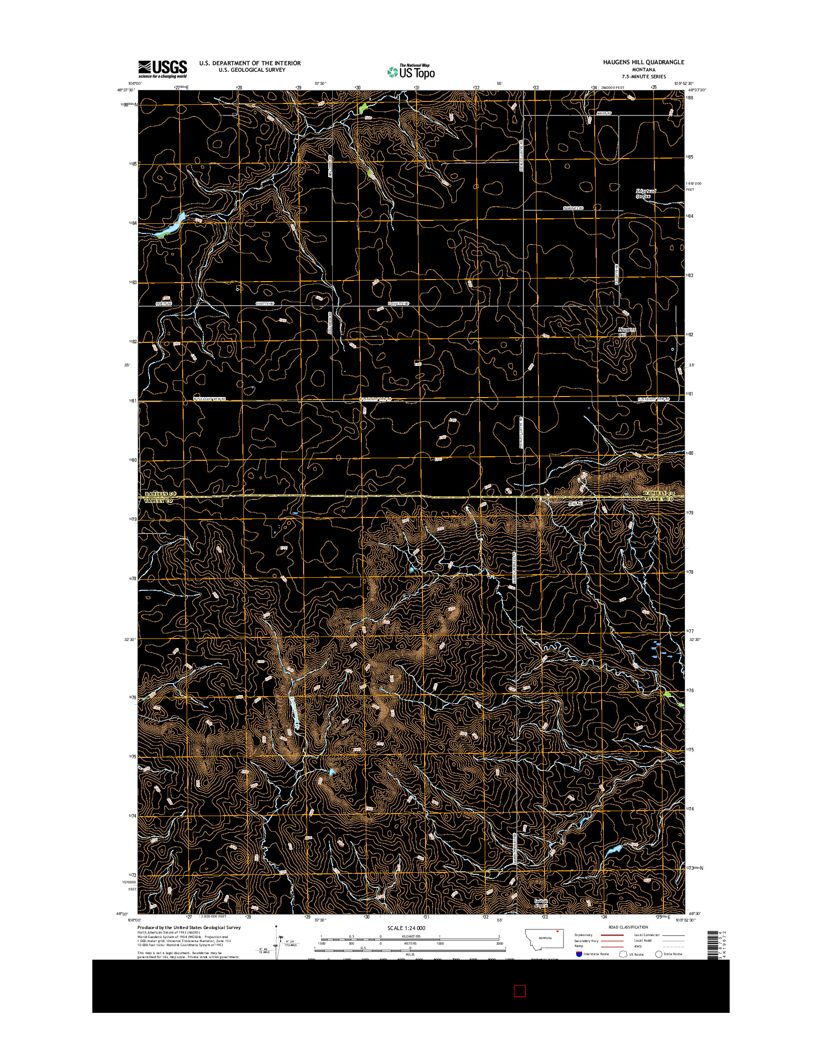 USGS US TOPO 7.5-MINUTE MAP FOR HAUGENS HILL, MT 2017