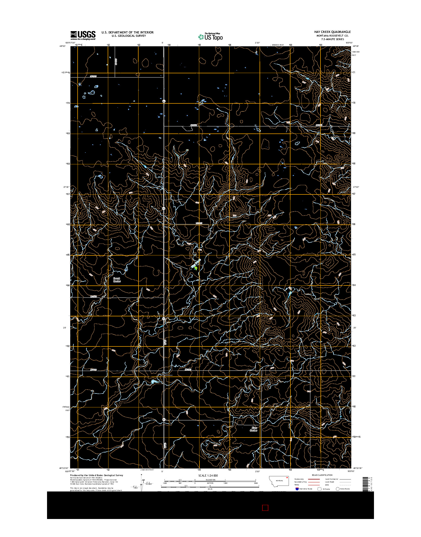 USGS US TOPO 7.5-MINUTE MAP FOR HAY CREEK, MT 2017