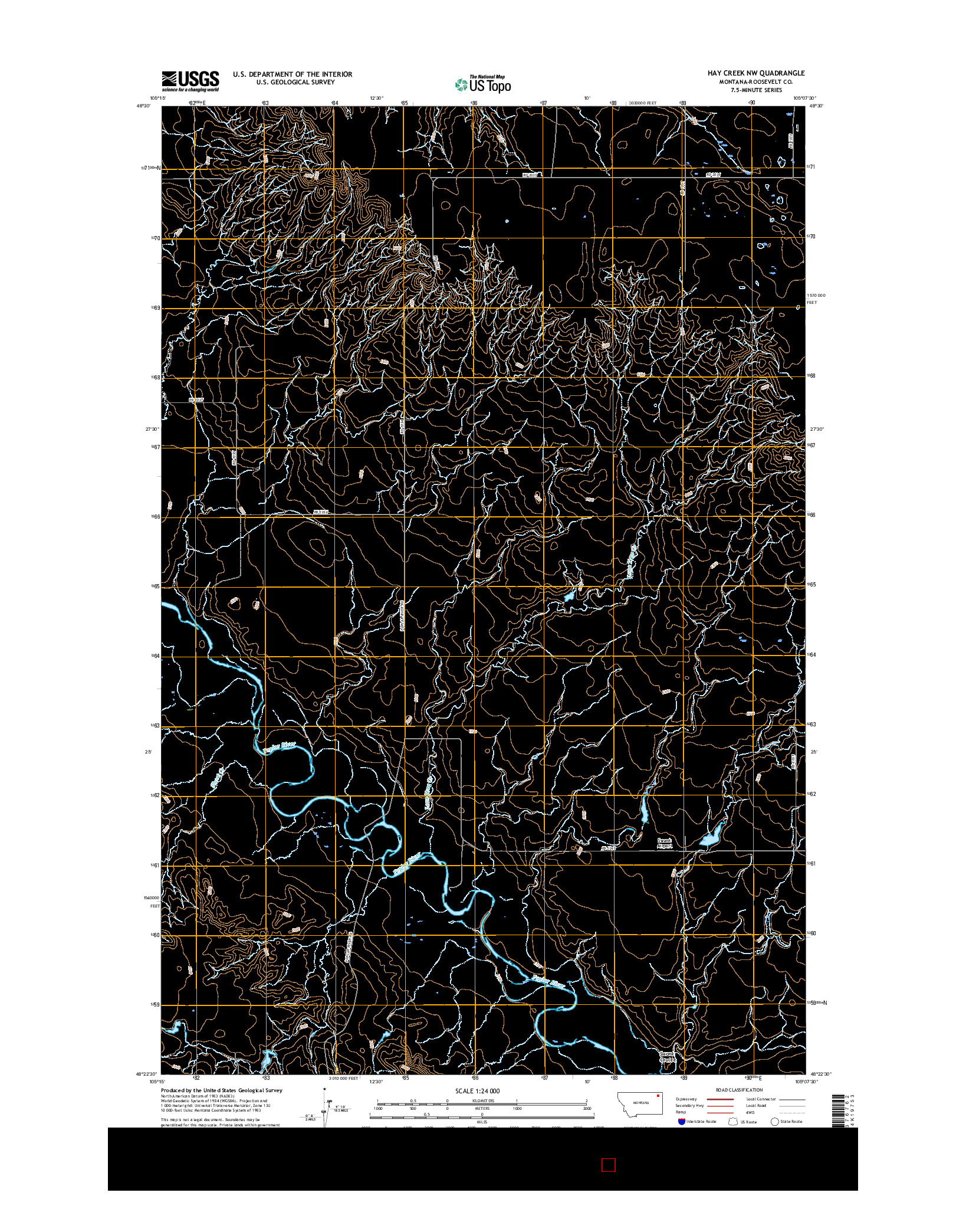 USGS US TOPO 7.5-MINUTE MAP FOR HAY CREEK NW, MT 2017